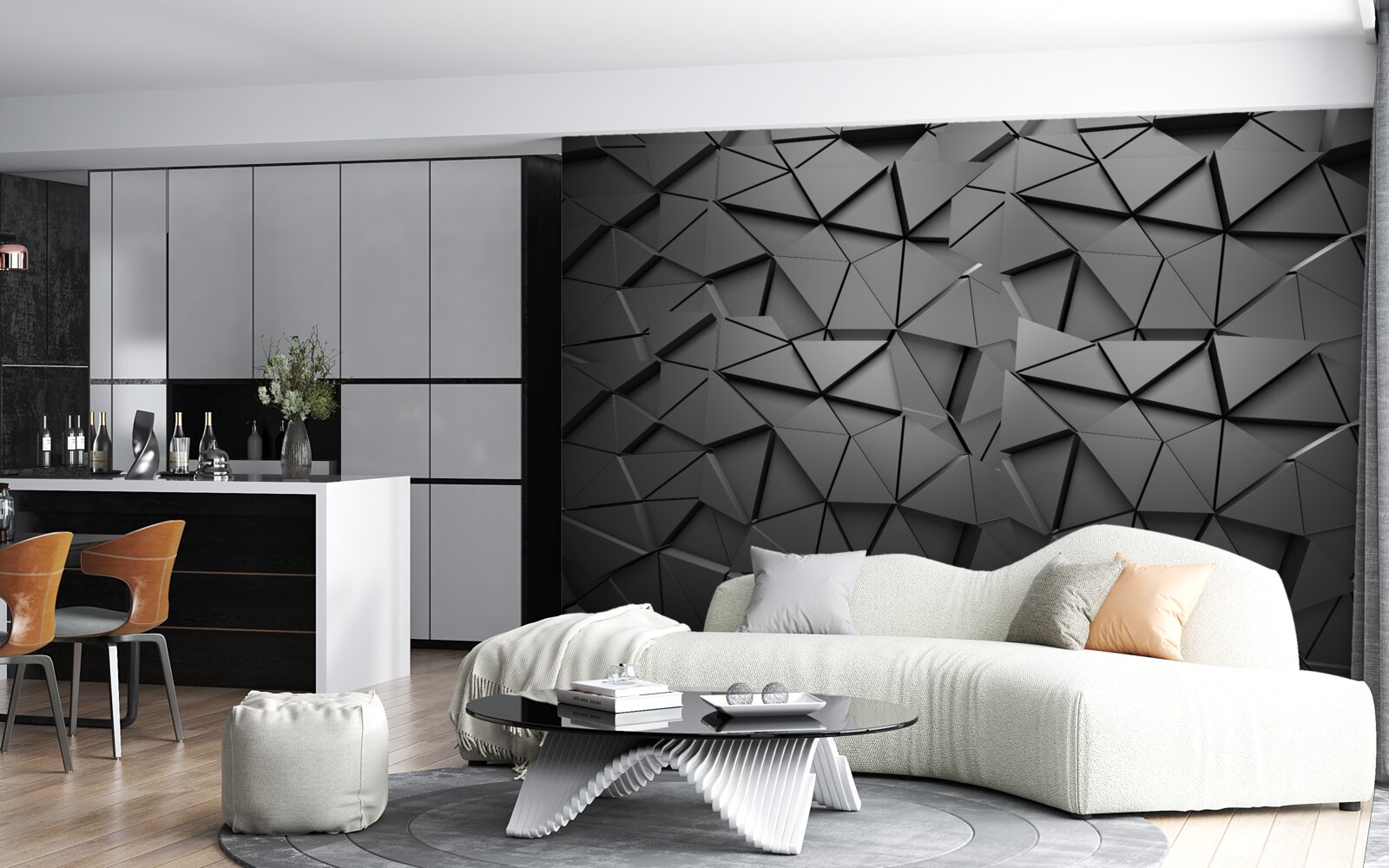 Fototapet cifre gri cu volum