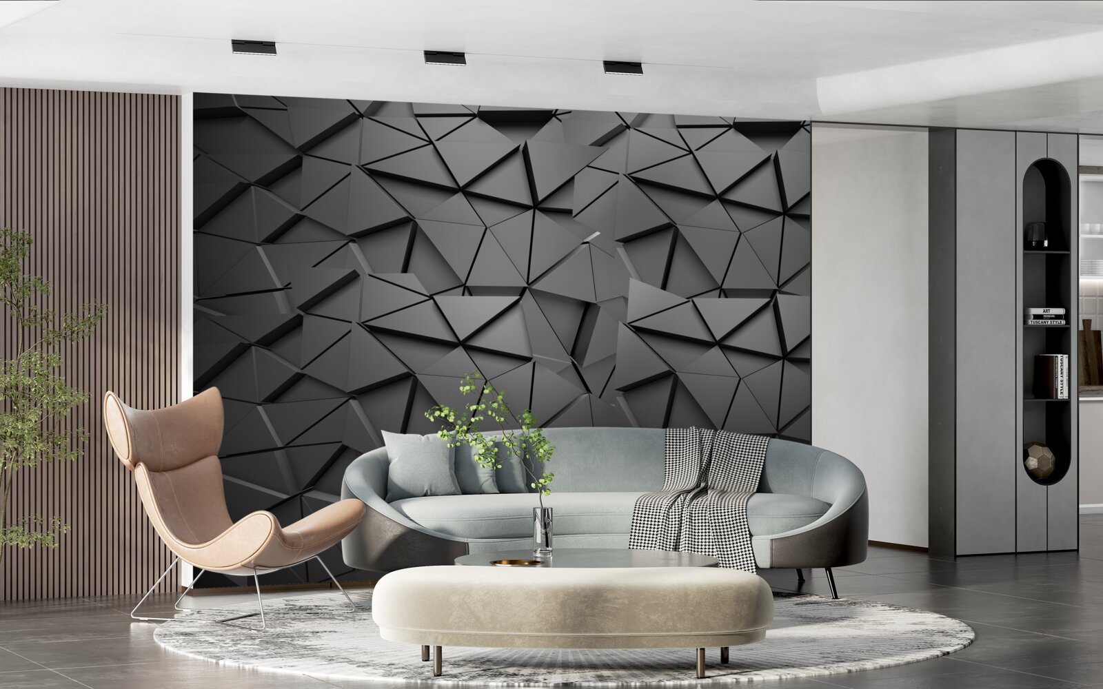 Fototapet cifre gri cu volum