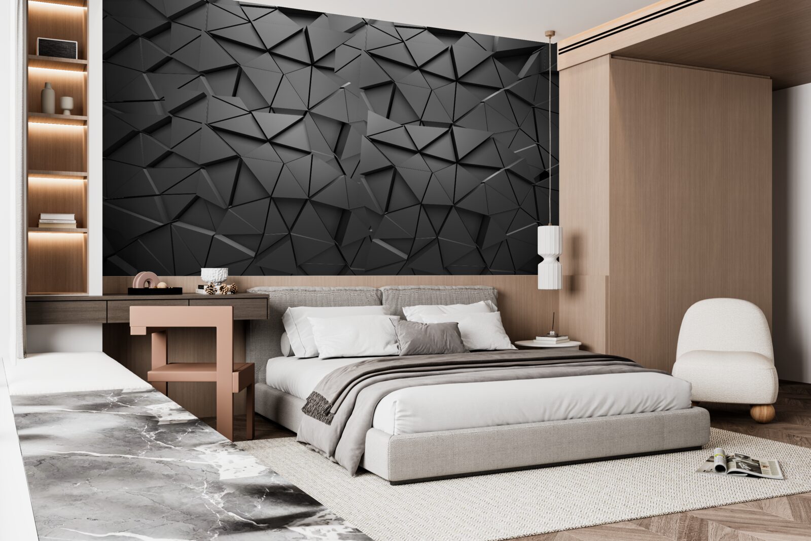 Fototapet cifre gri cu volum