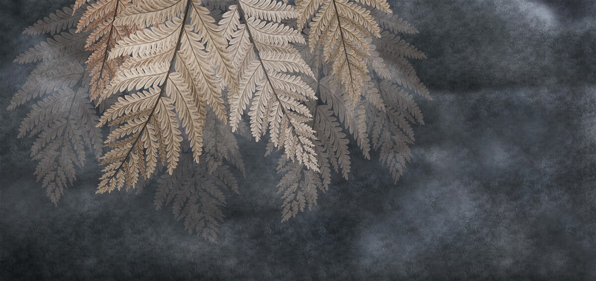 Fototapet frunze care cad pe un fundal întunecat