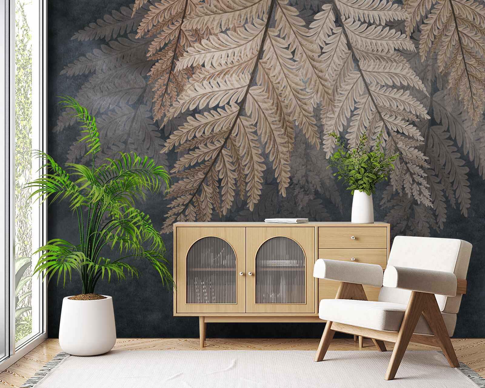 Fototapet frunze care cad pe un fundal întunecat