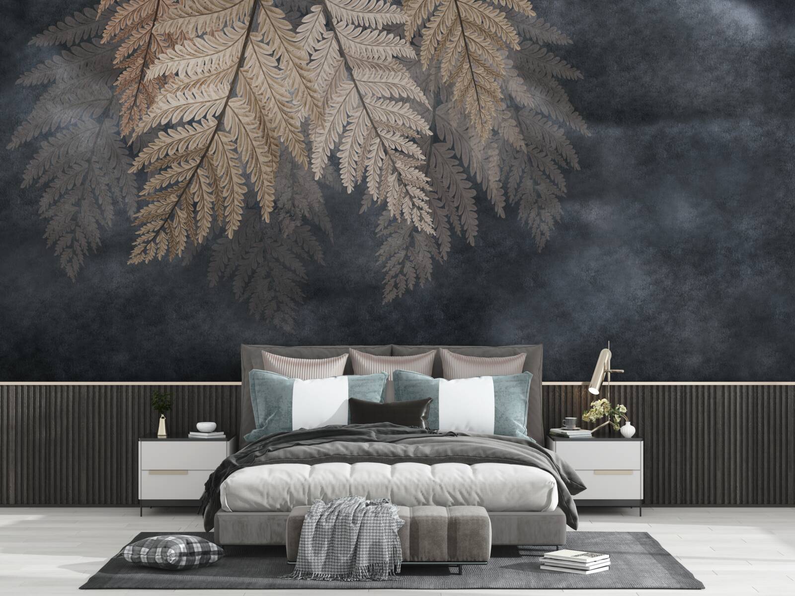 Fototapet frunze care cad pe un fundal întunecat