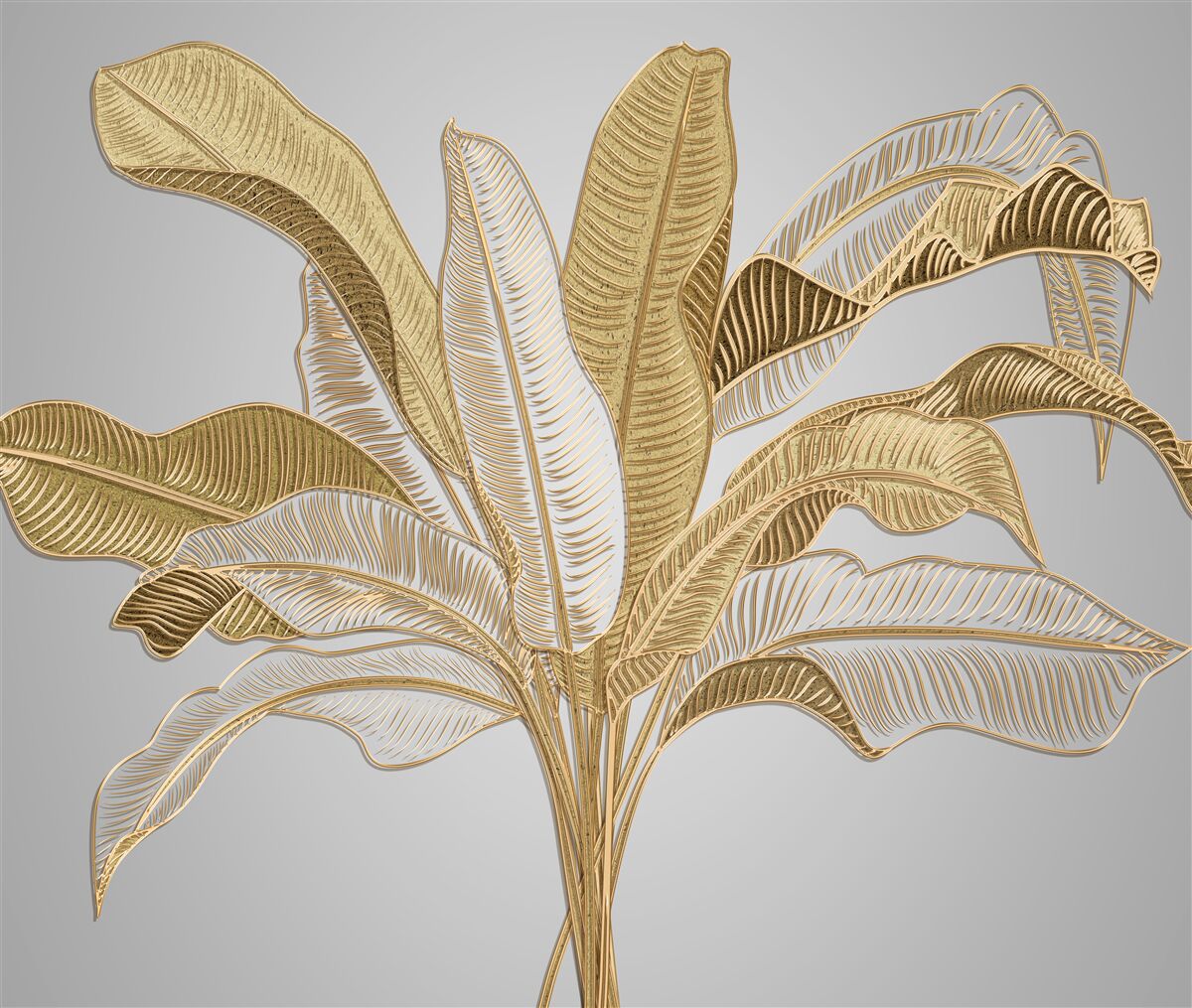 Fototapet frunze cu tonuri aurii și albe neobișnuite