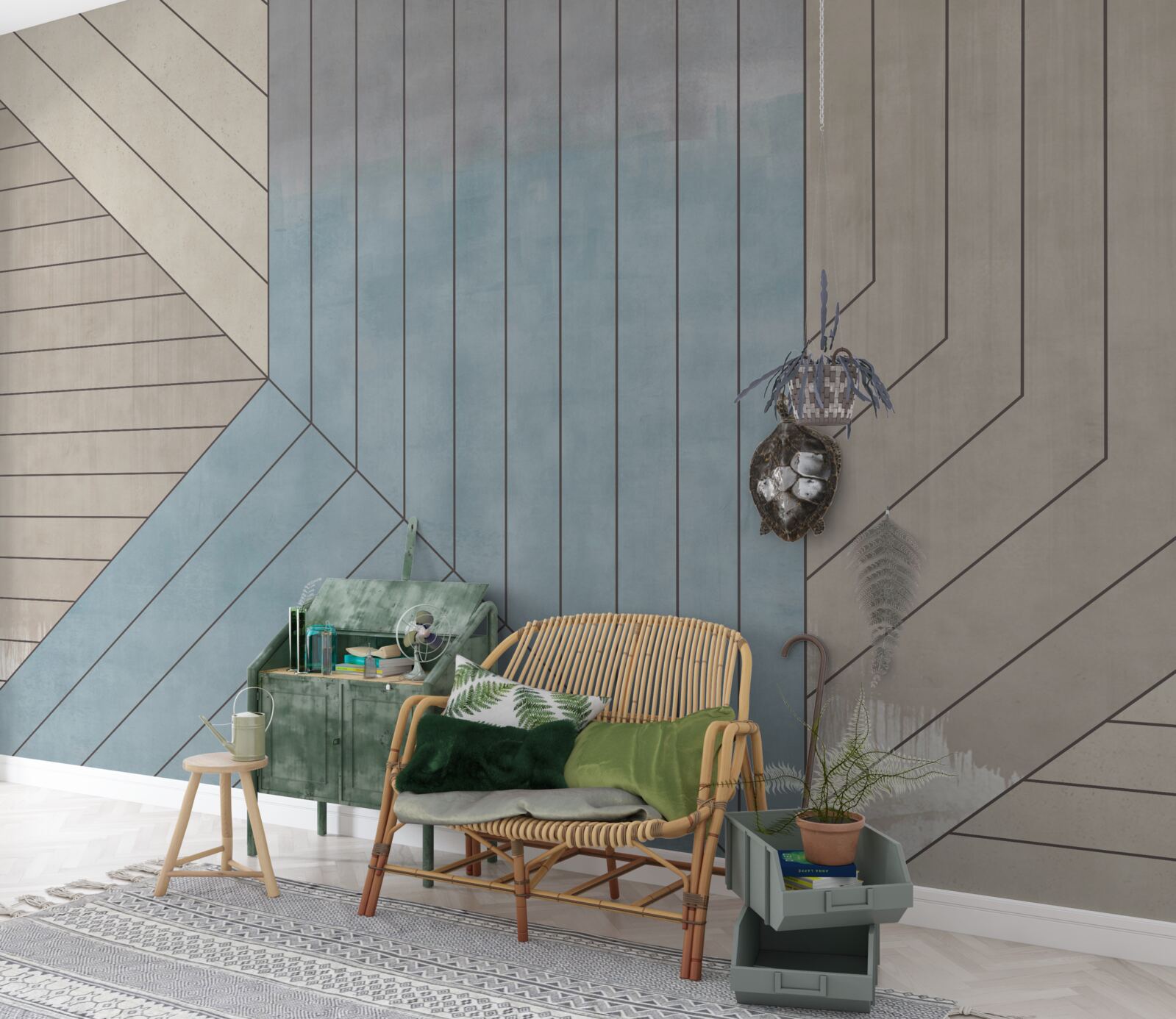 Fototapet linii albăstrui și neclare