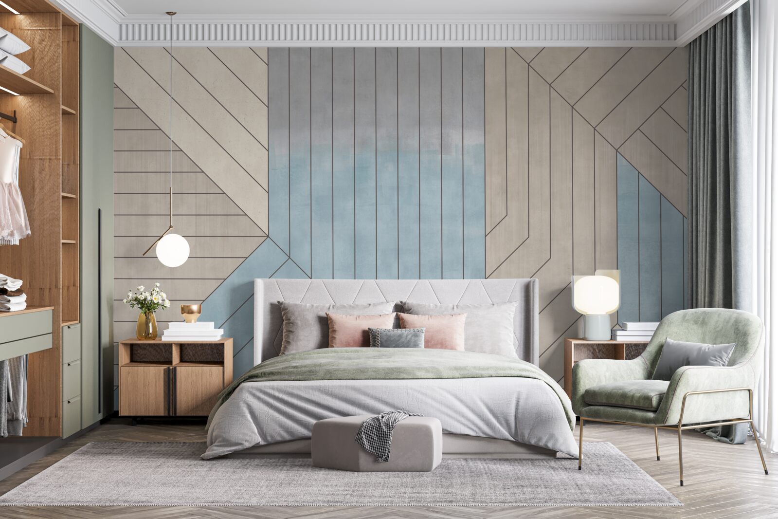 Fototapet linii albăstrui și neclare