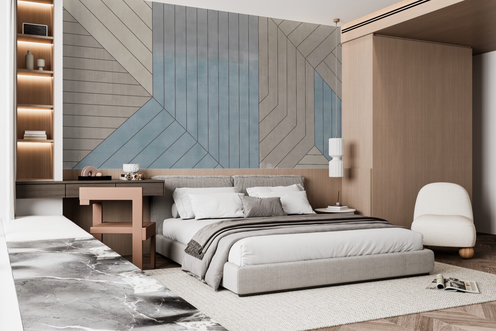 Fototapet linii albăstrui și neclare