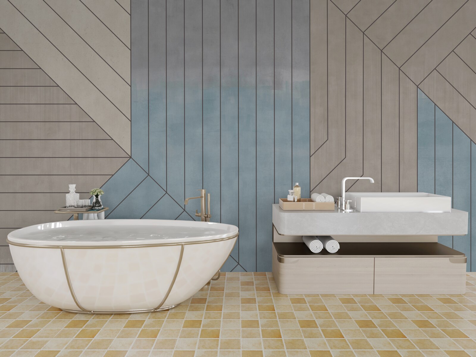 Fototapet linii albăstrui și neclare