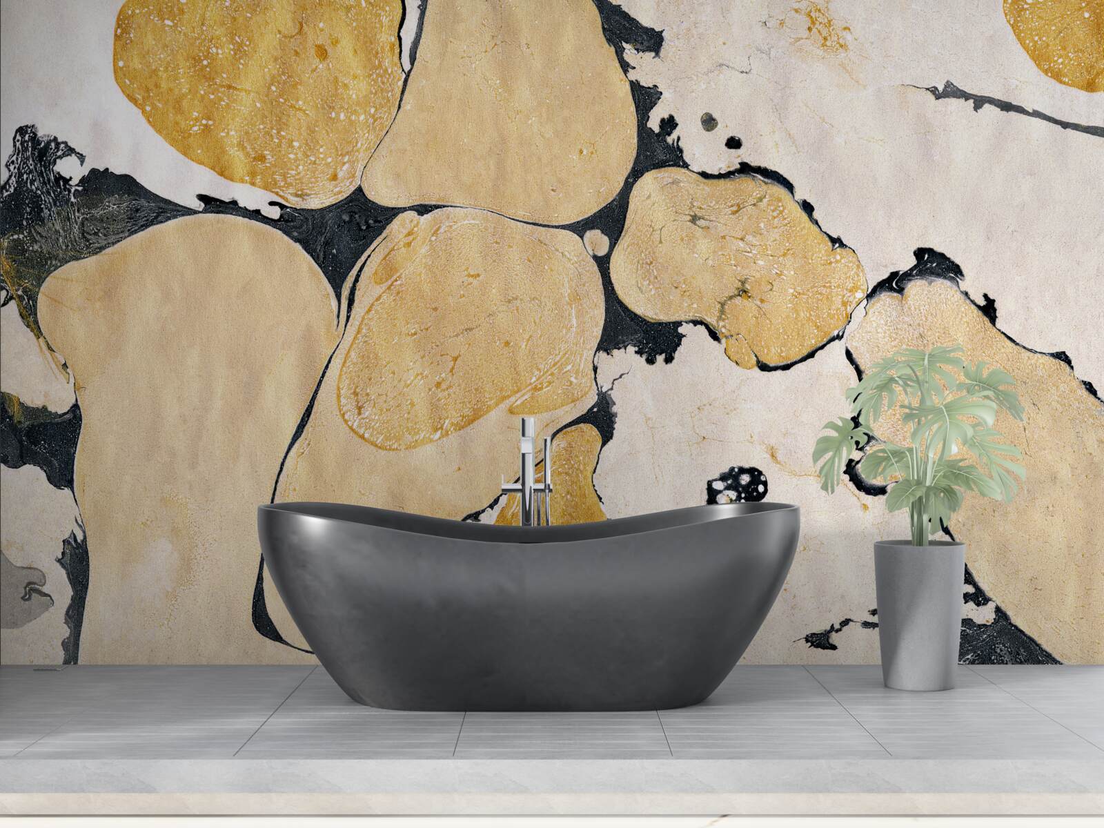 Fototapet pete în alb, negru și maro