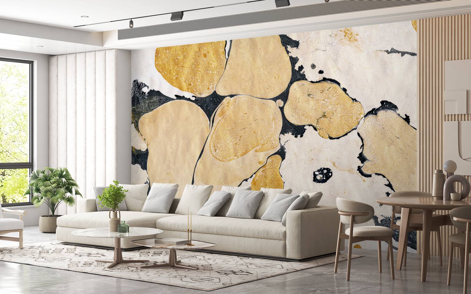 Fototapet pete în alb, negru și maro