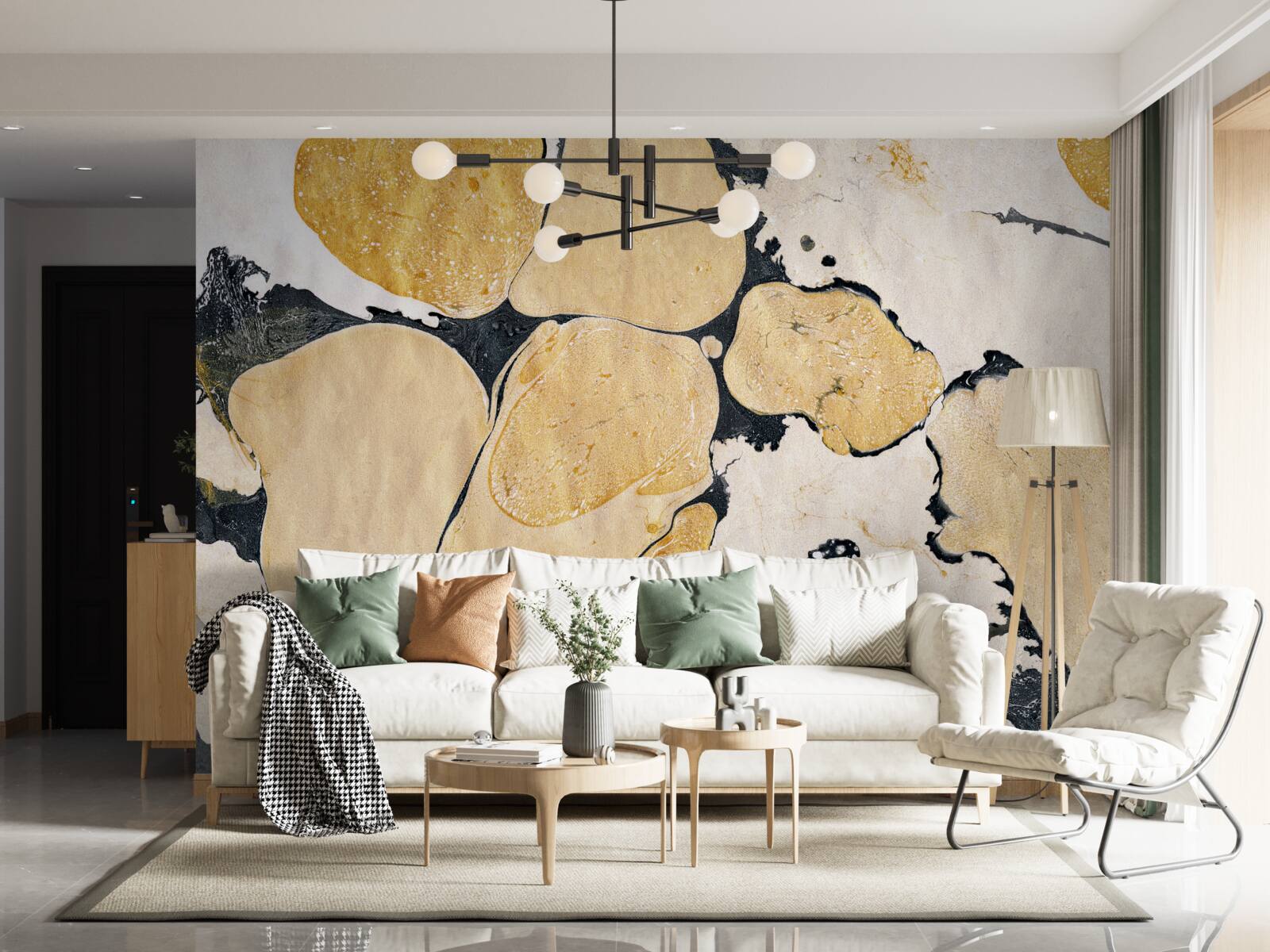 Fototapet pete în alb, negru și maro