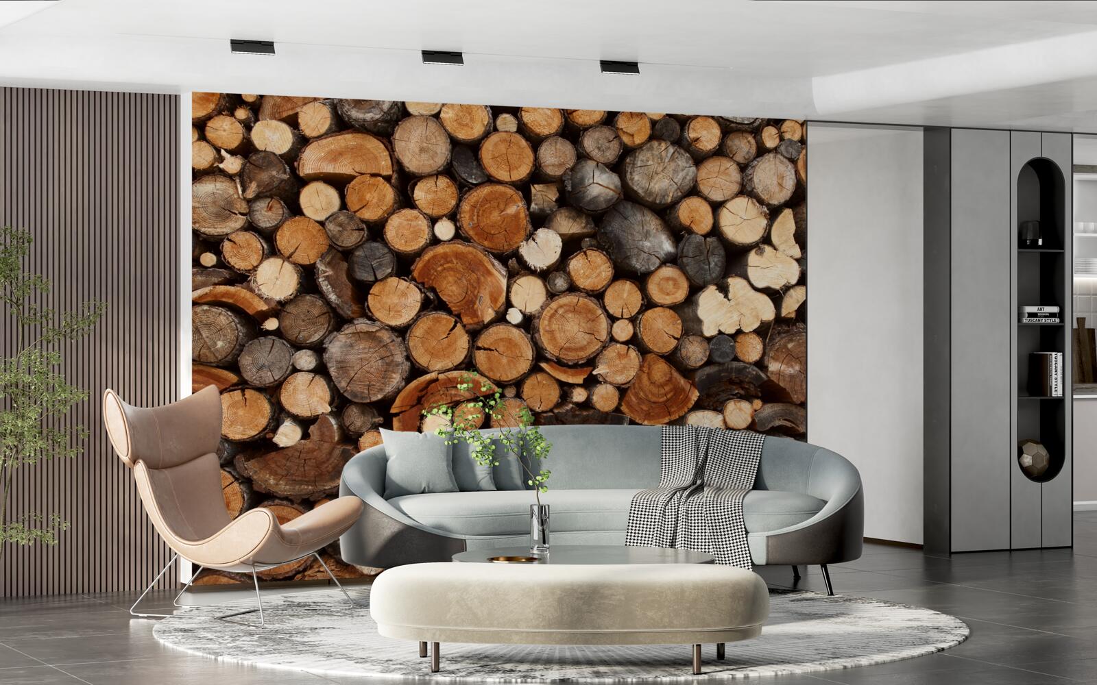 Fototapet diverse bușteni de lemn