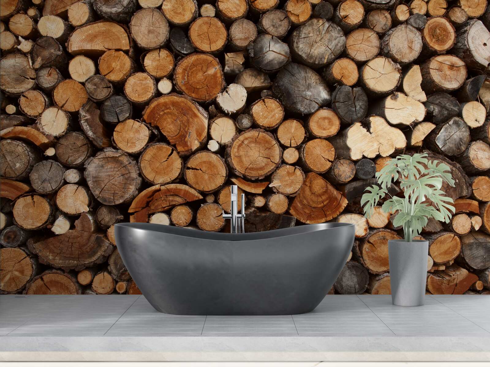 Fototapet diverse bușteni de lemn