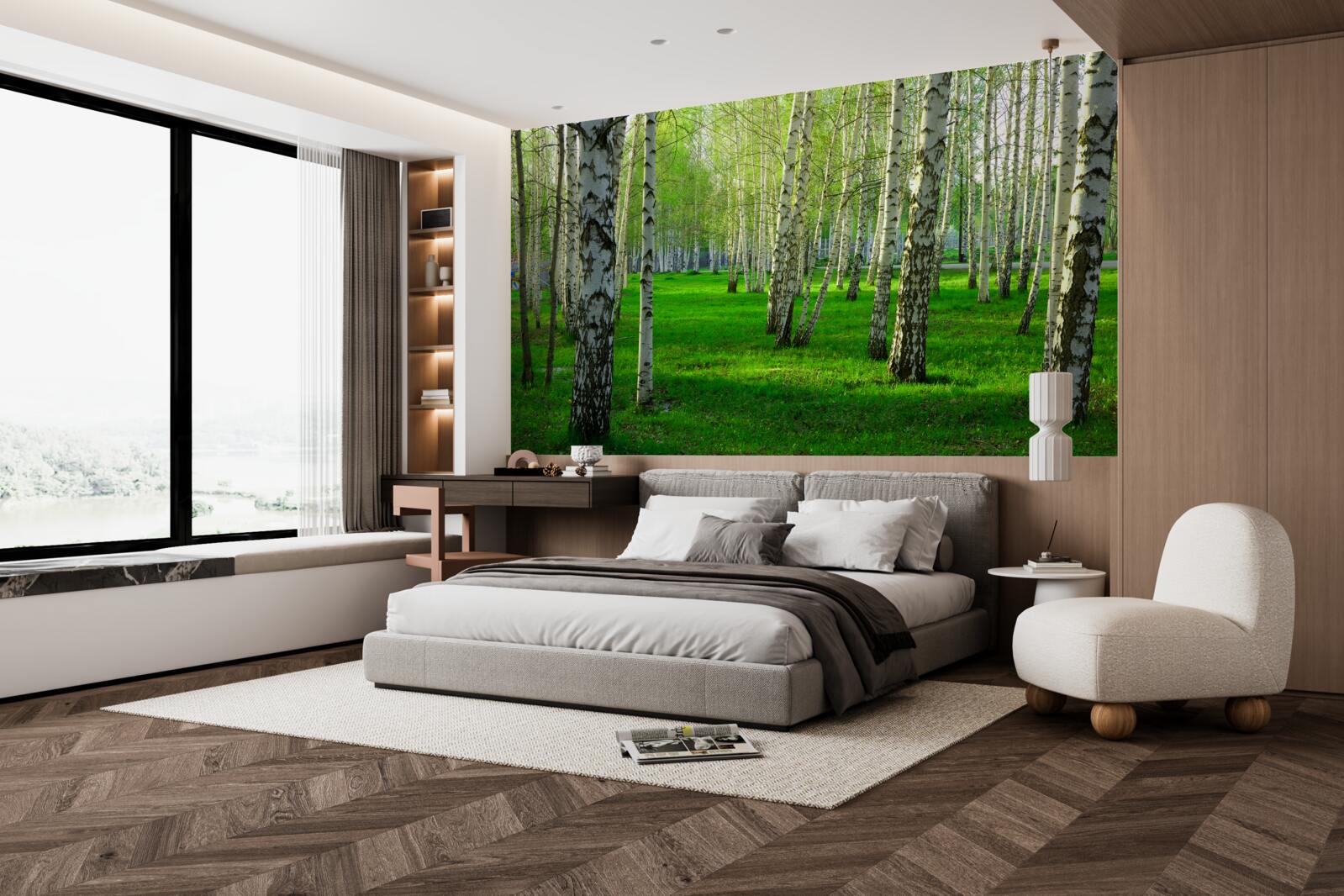 Fototapet iarbă verde și copaci