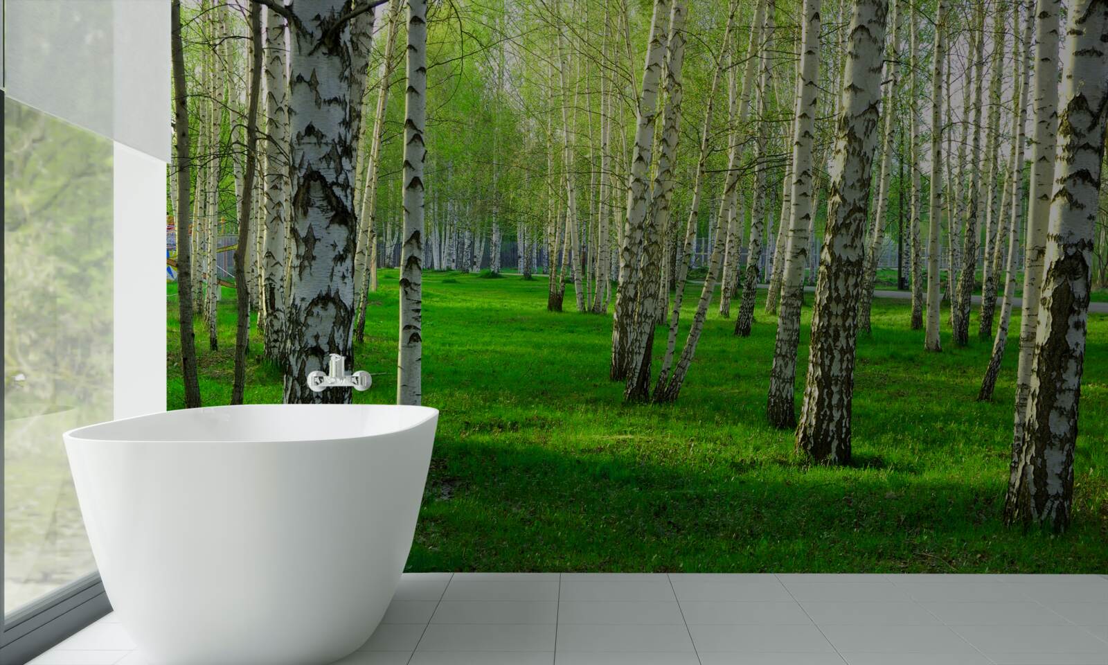 Fototapet iarbă verde și copaci