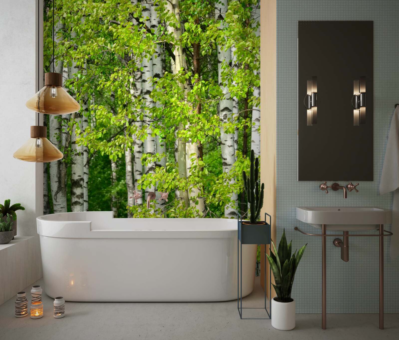 Fototapet pădure de mesteceni