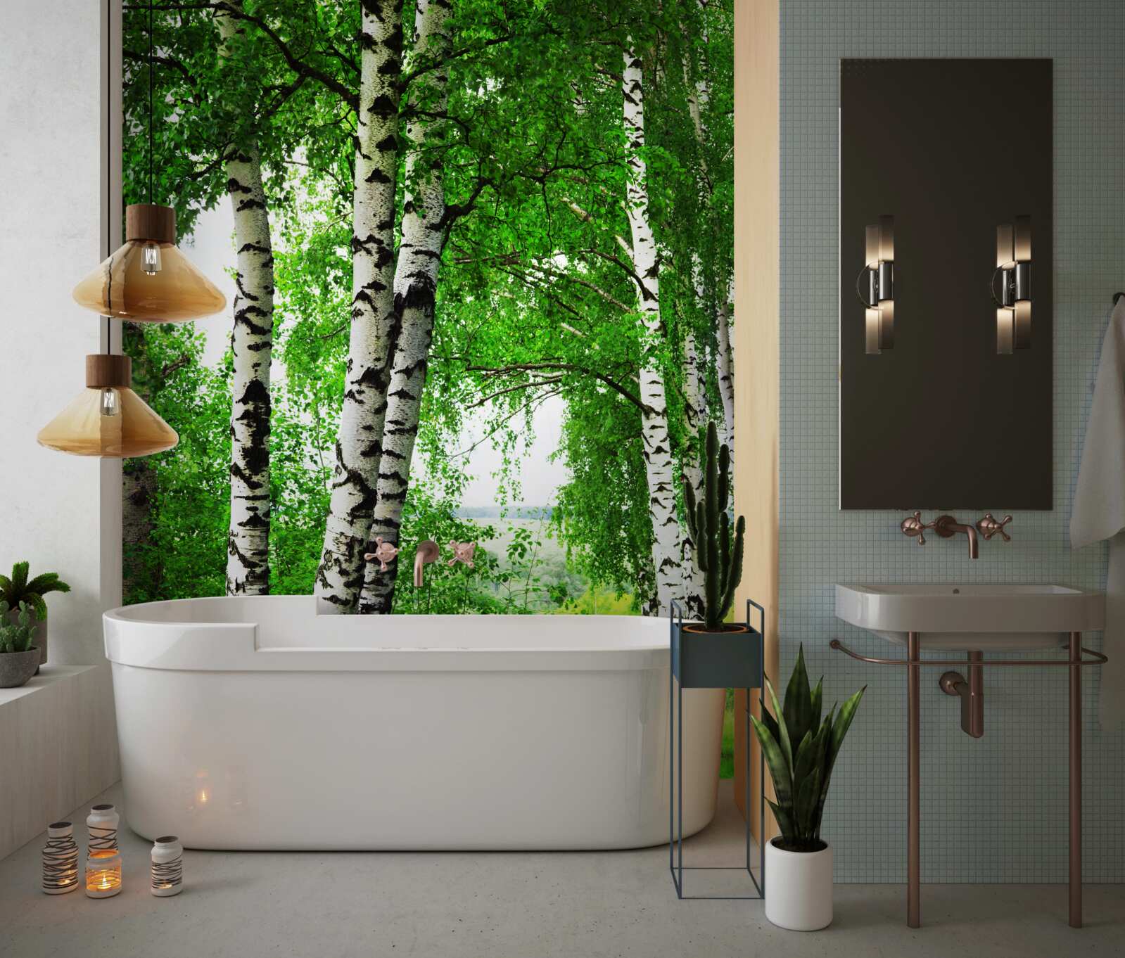 Fototapet o livadă de mesteceni într-o poiană