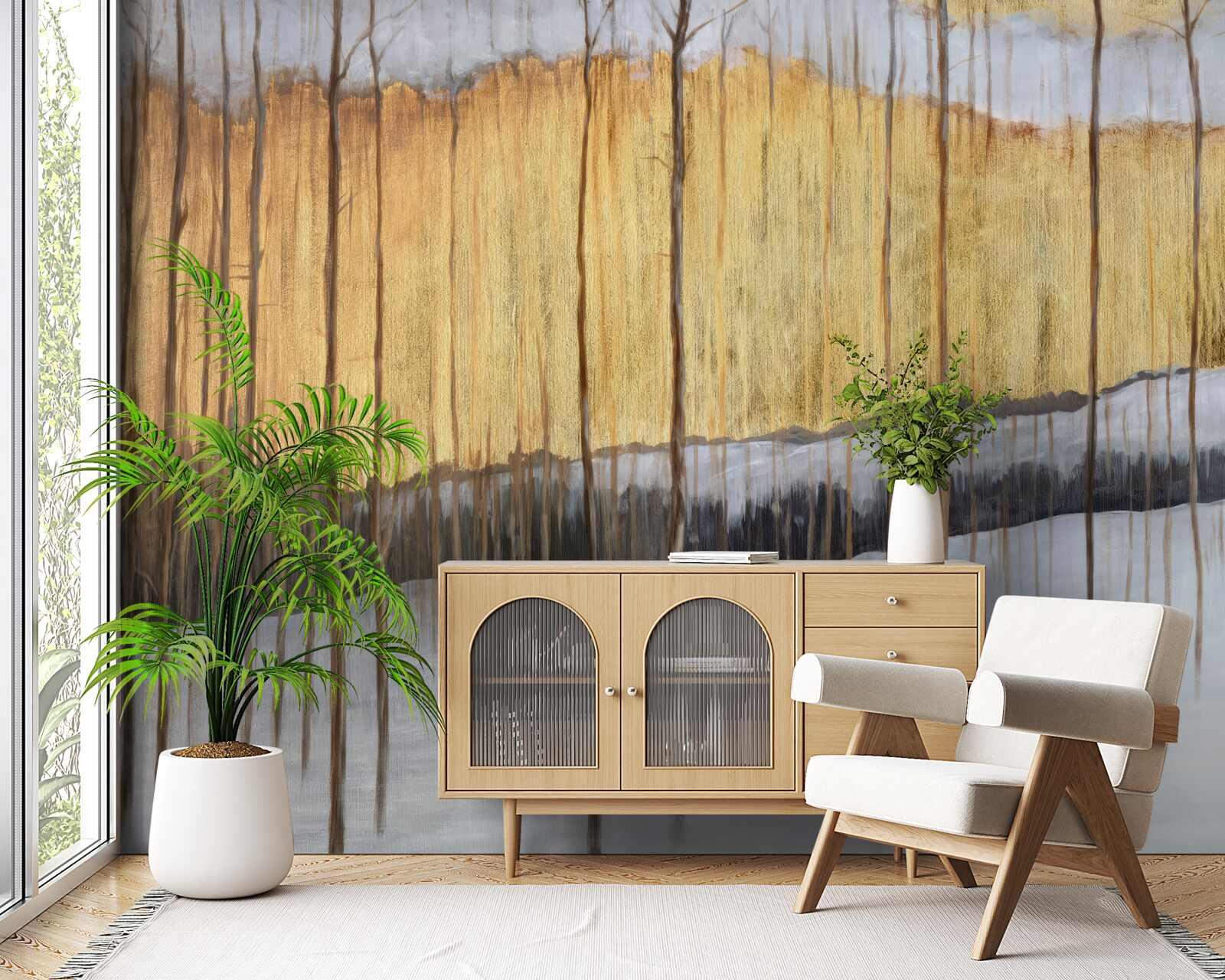 Fototapet contururile trunchiurilor grațioase ale copacilor