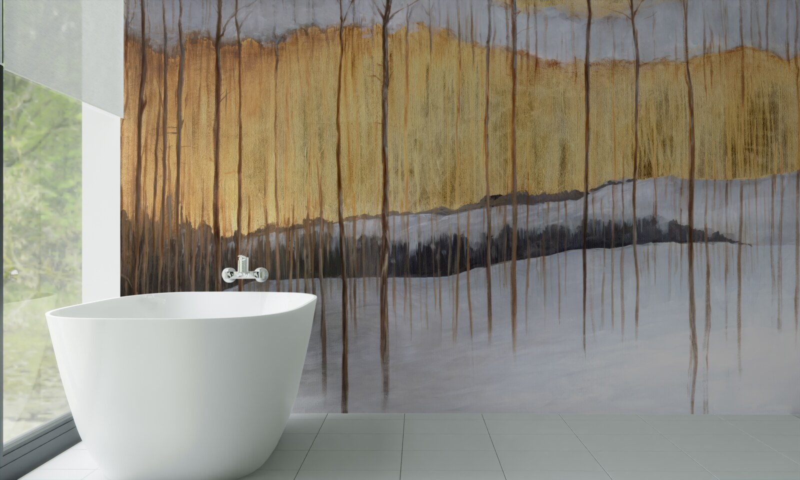 Fototapet contururile trunchiurilor grațioase ale copacilor