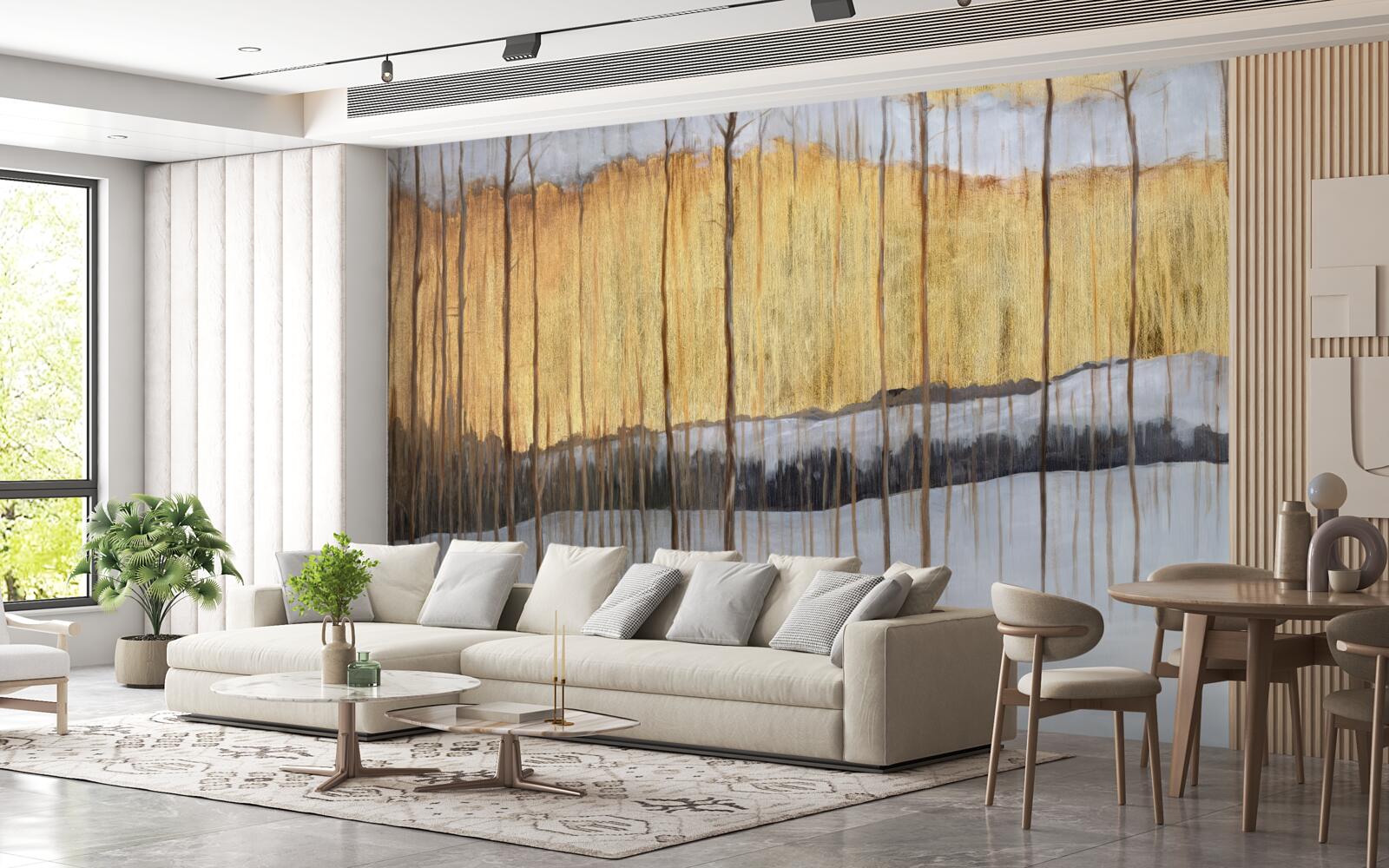 Fototapet contururile trunchiurilor grațioase ale copacilor