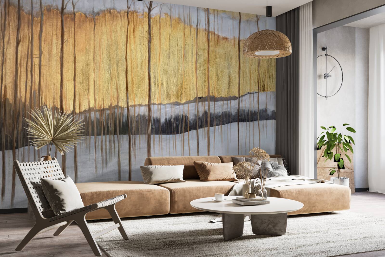 Fototapet contururile trunchiurilor grațioase ale copacilor