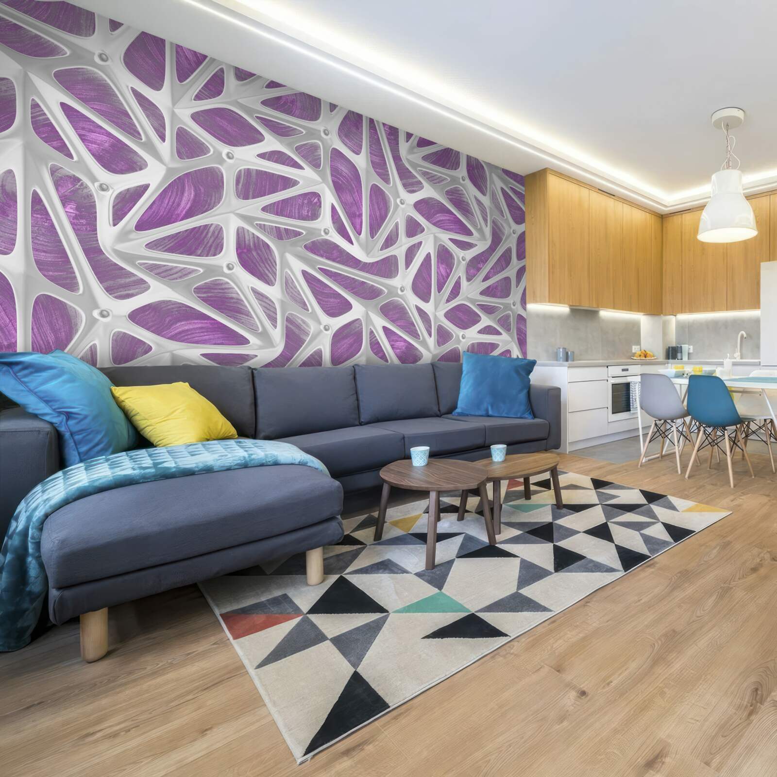 Fototapet modele în alb și violet