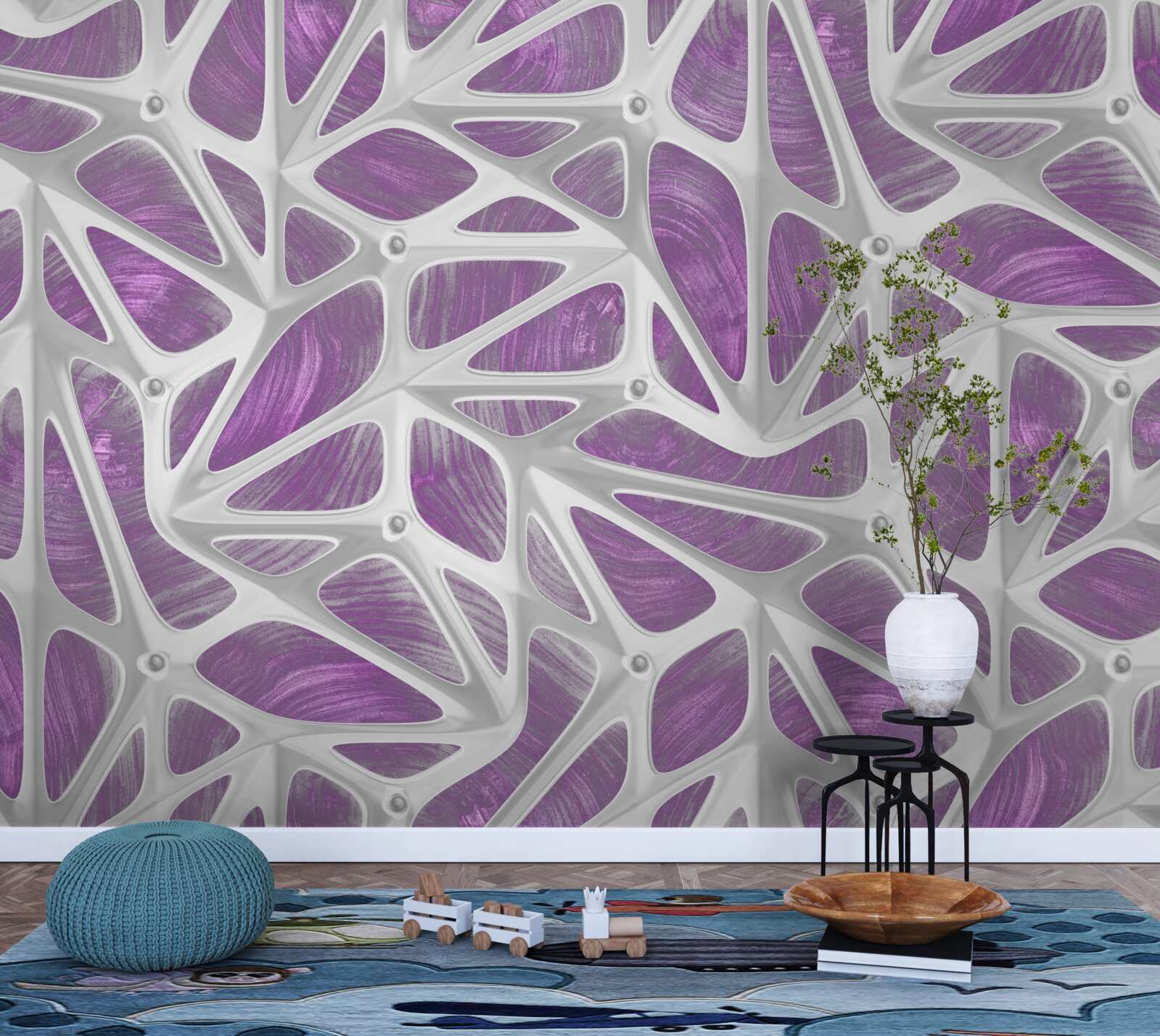 Fototapet modele în alb și violet