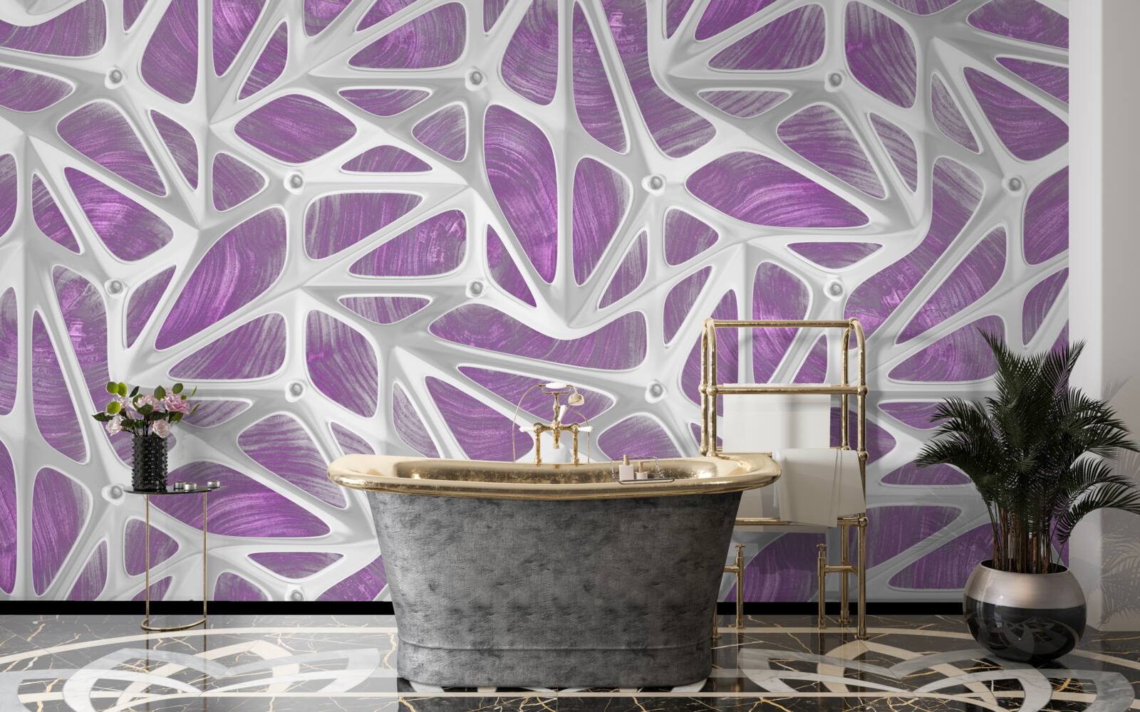 Fototapet modele în alb și violet