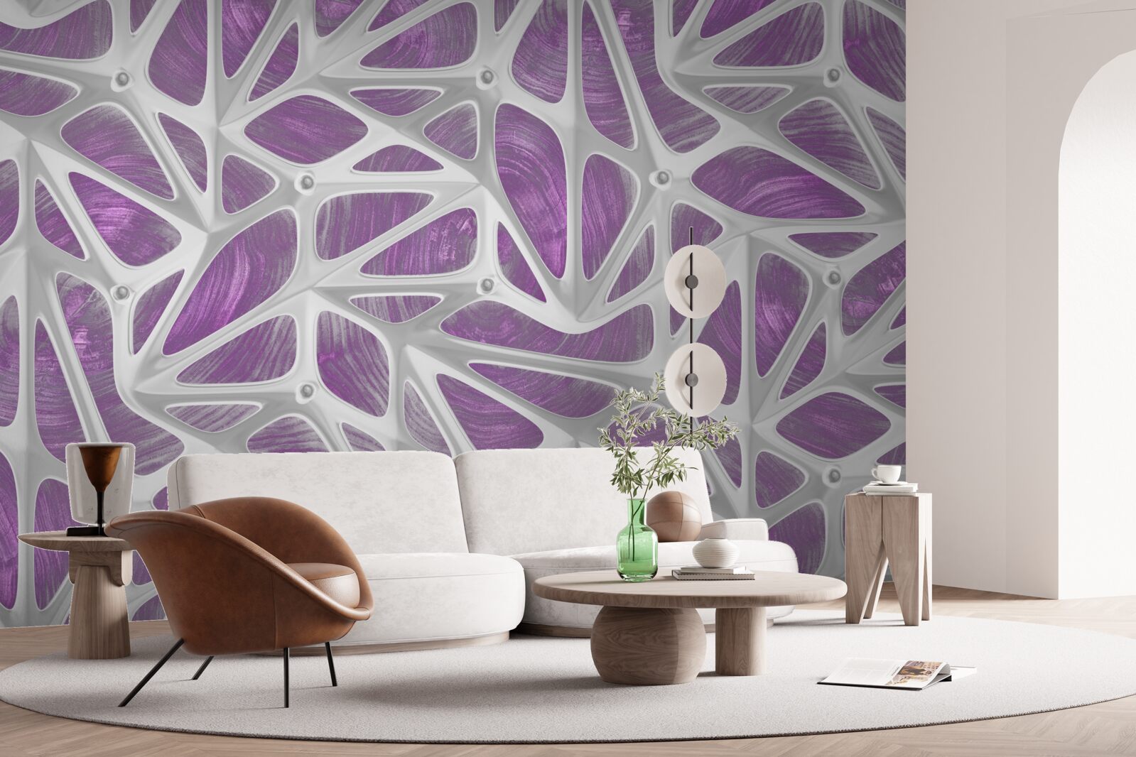 Fototapet modele în alb și violet