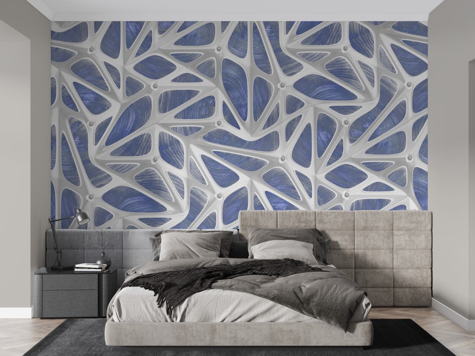 Fototapet bucle albe pe un fundal albastru