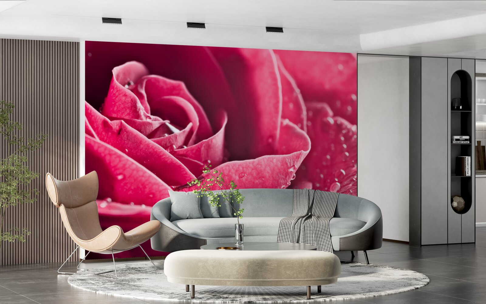 Fototapet trandafir mare cu picături de umiditate