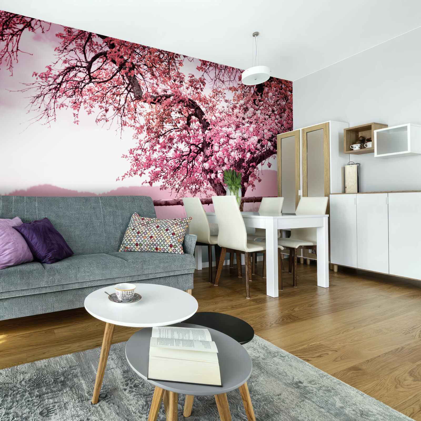 Fototapet copac sakura înflorit