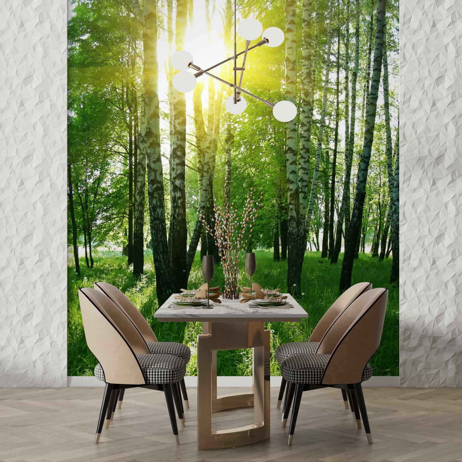 Fototapet dimineața în pădure