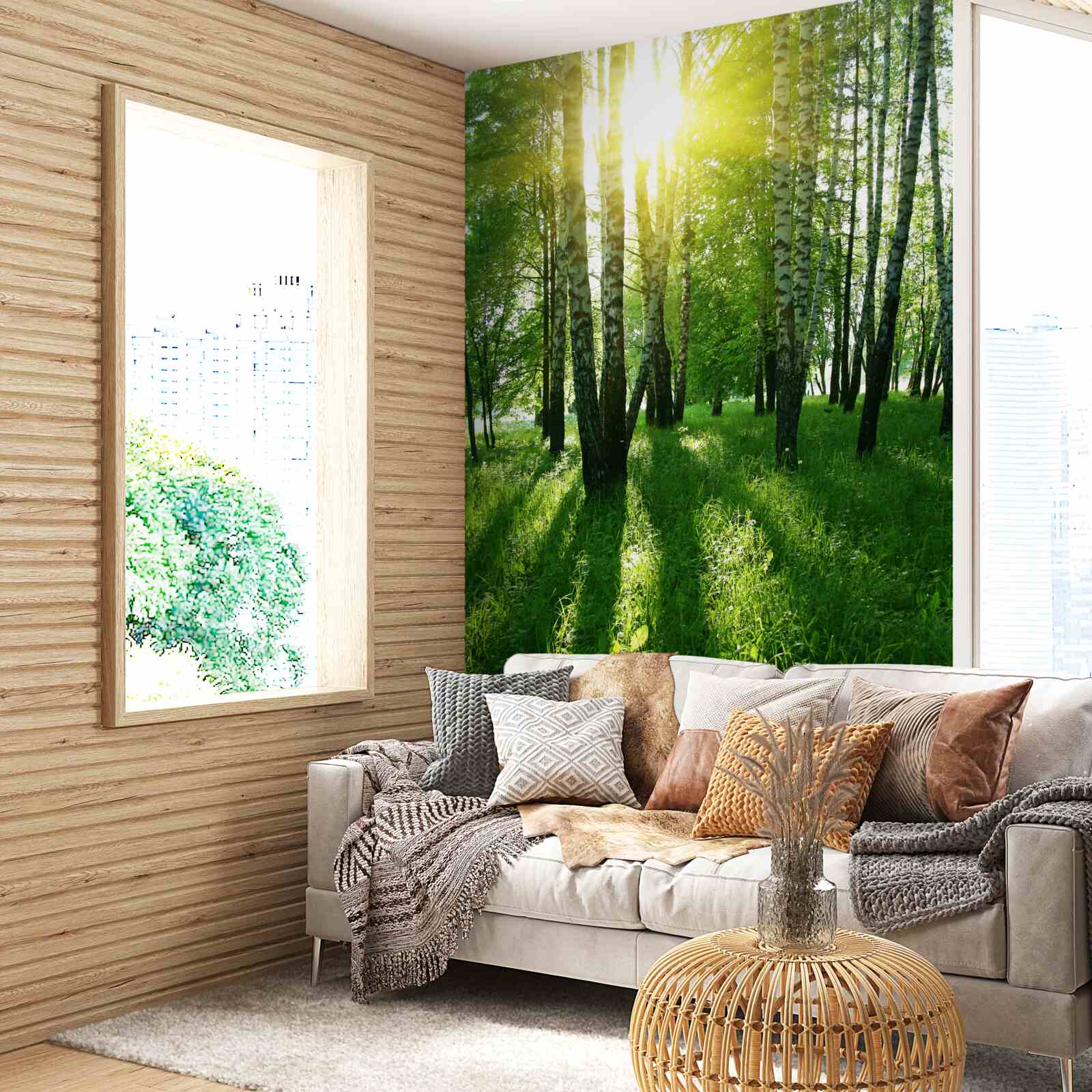 Fototapet dimineața în pădure