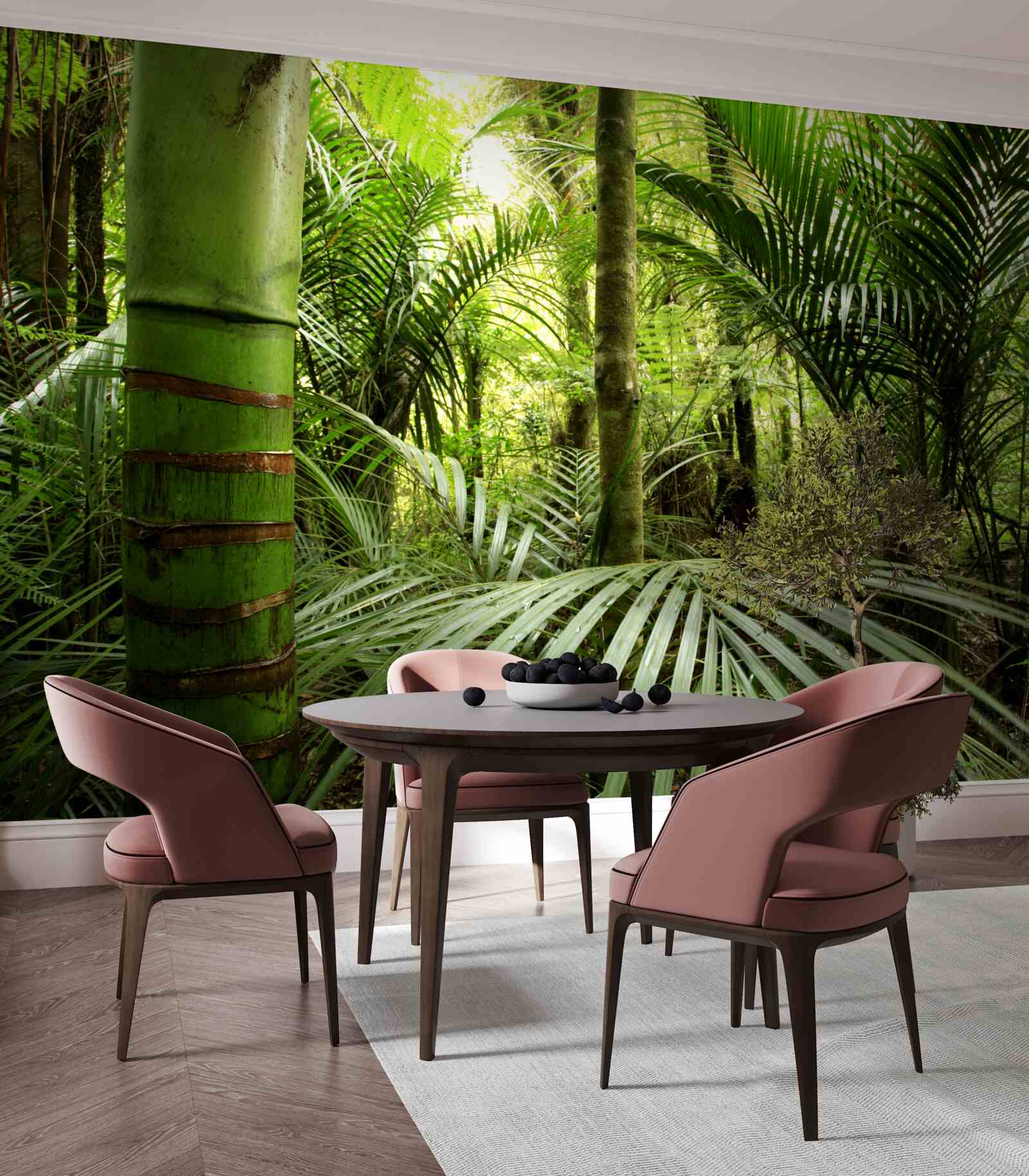 Fototapet plante mari într-un tufiș verde