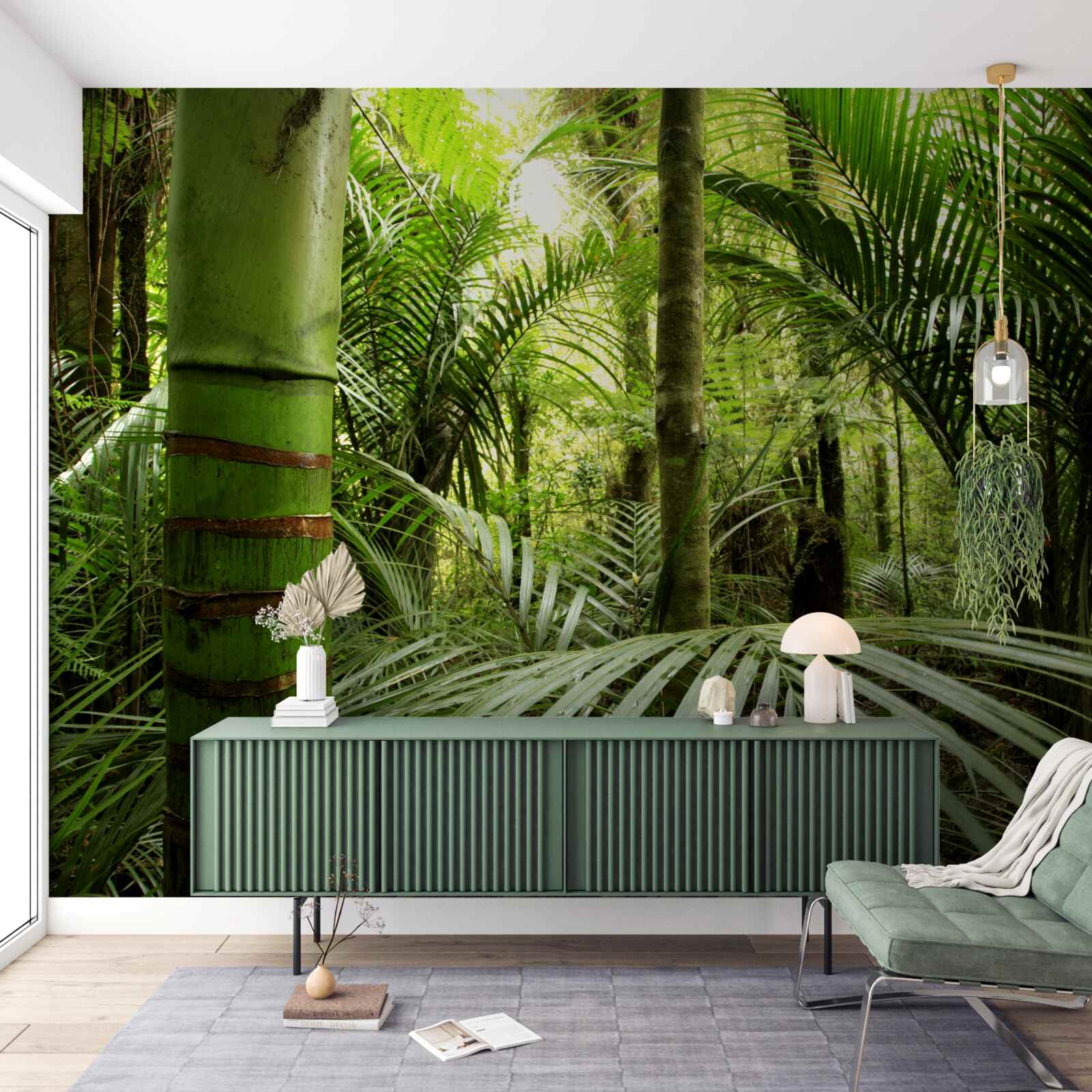 Fototapet plante mari într-un tufiș verde