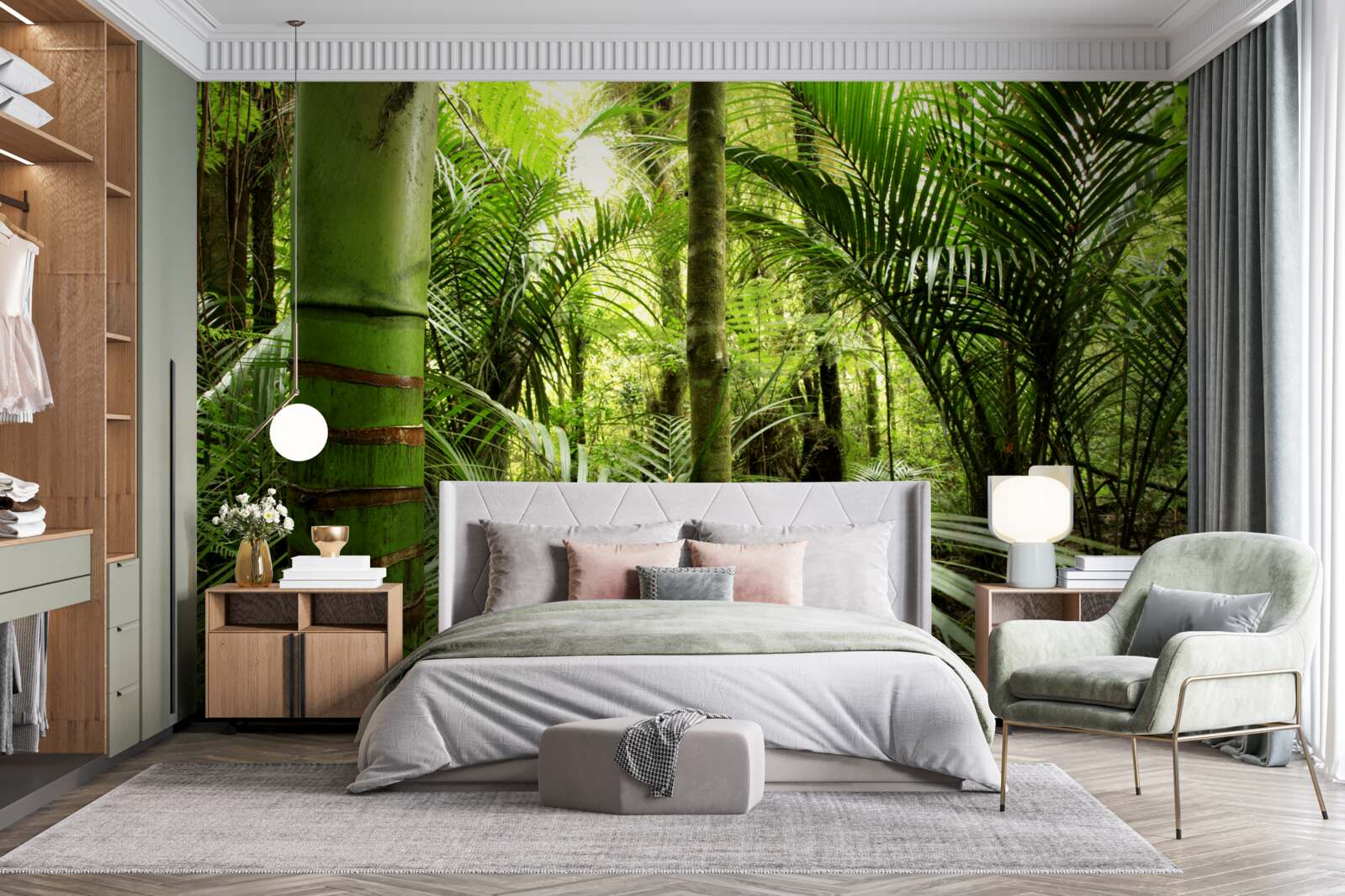 Fototapet plante mari într-un tufiș verde