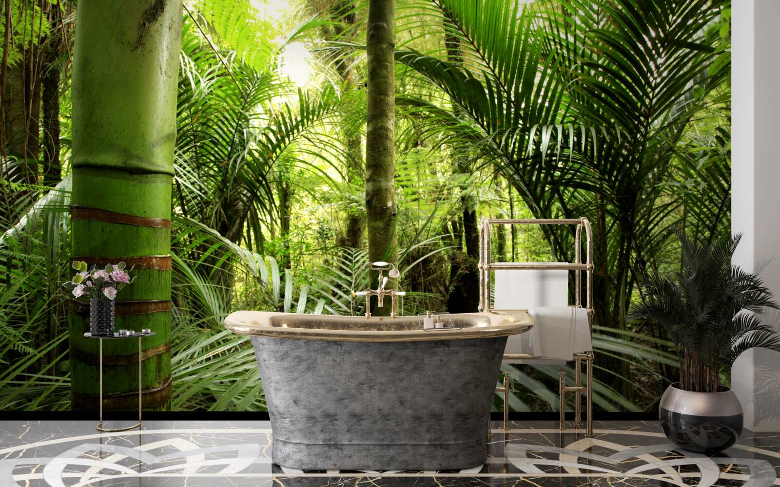 Fototapet plante mari într-un tufiș verde