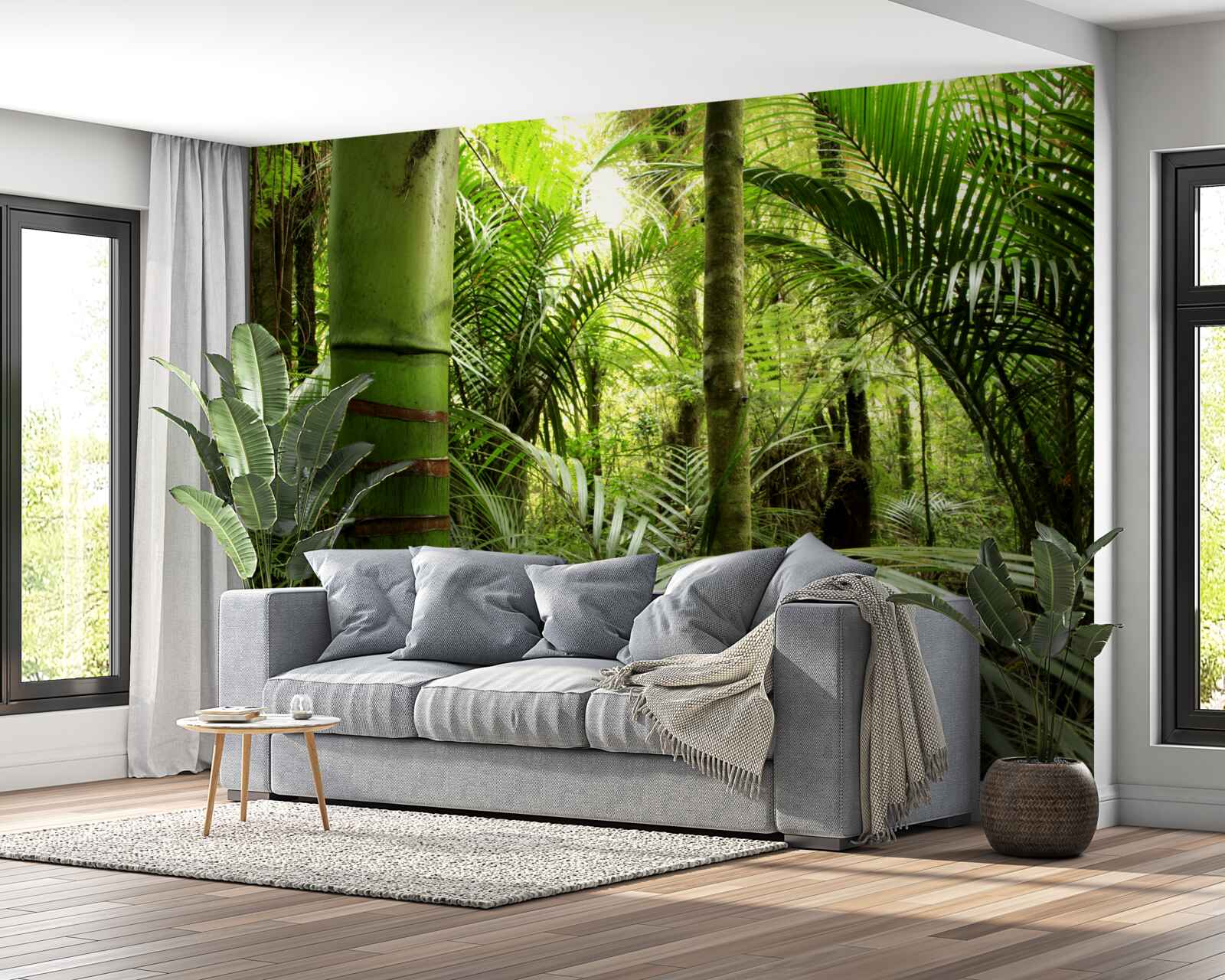 Fototapet plante mari într-un tufiș verde