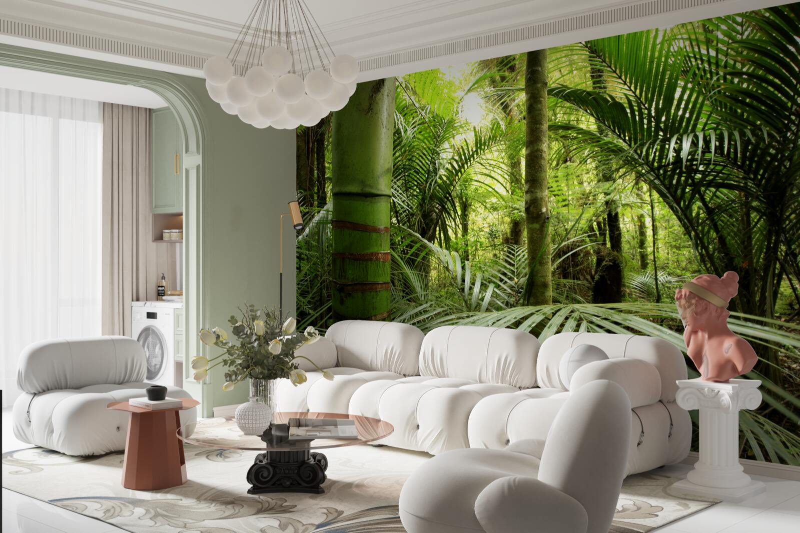 Fototapet plante mari într-un tufiș verde