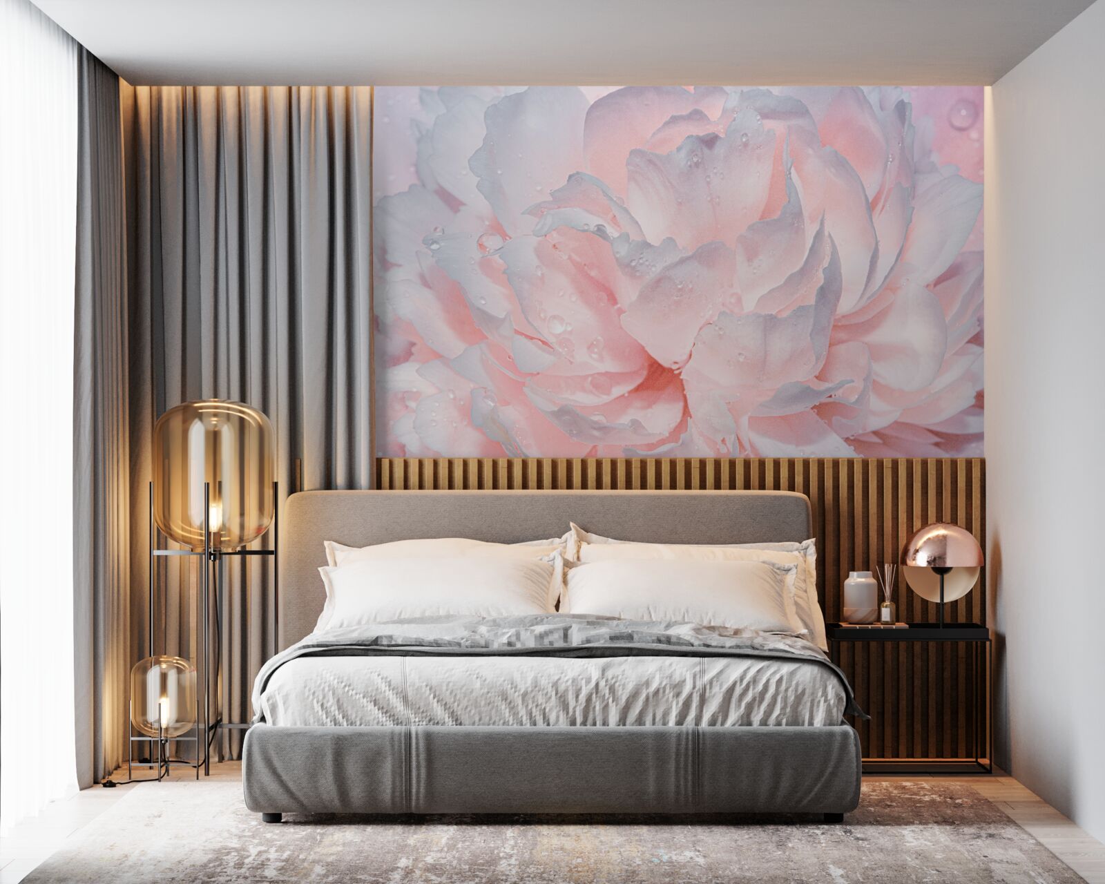 Fototapet bujor mare roz aprins