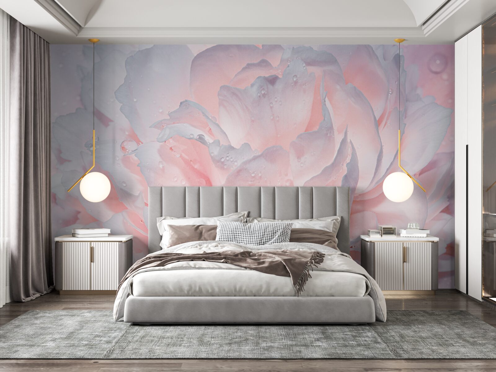 Fototapet bujor mare roz aprins