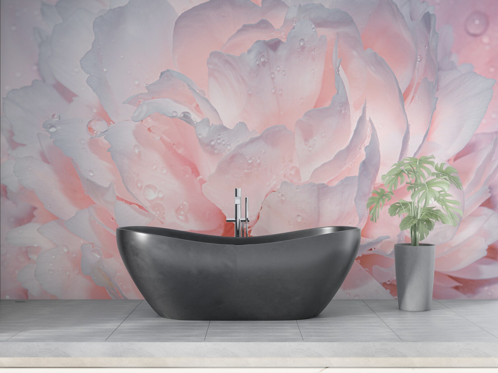 Fototapet bujor mare roz aprins