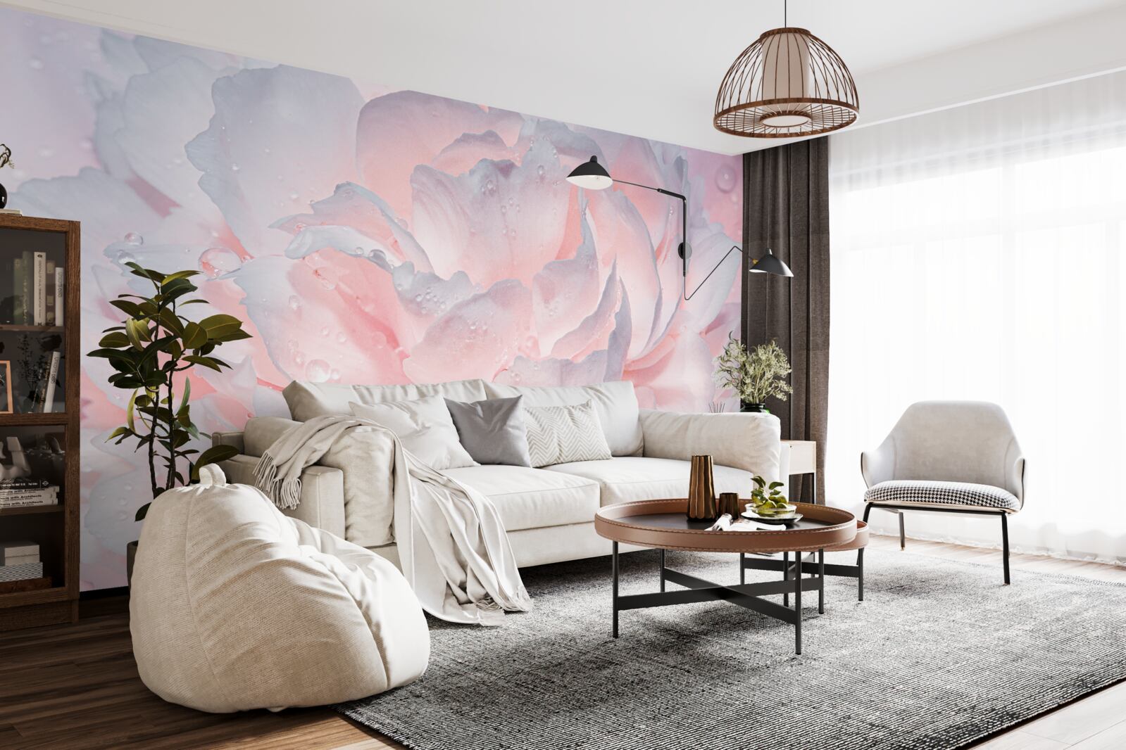 Fototapet bujor mare roz aprins