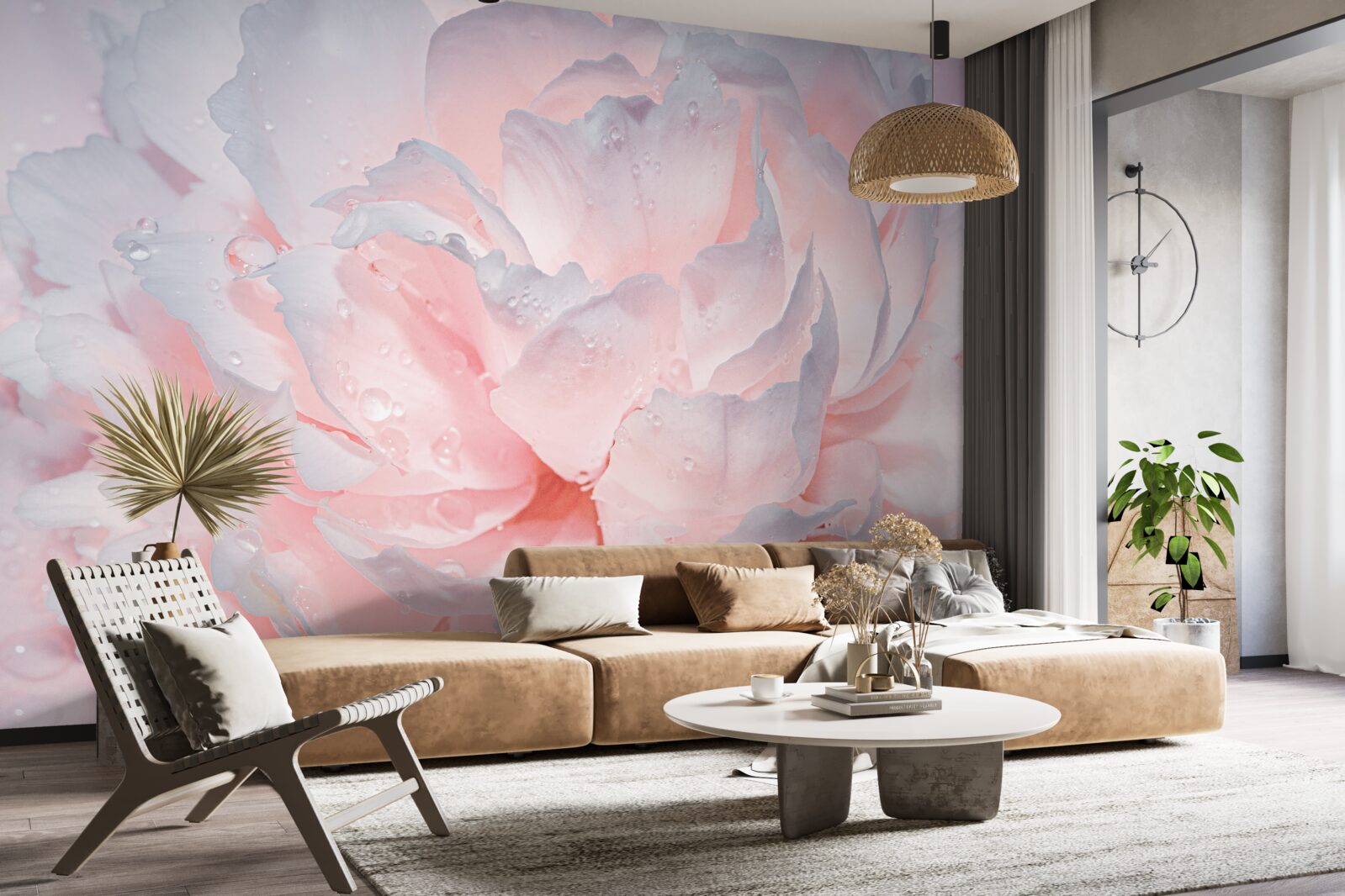 Fototapet bujor mare roz aprins