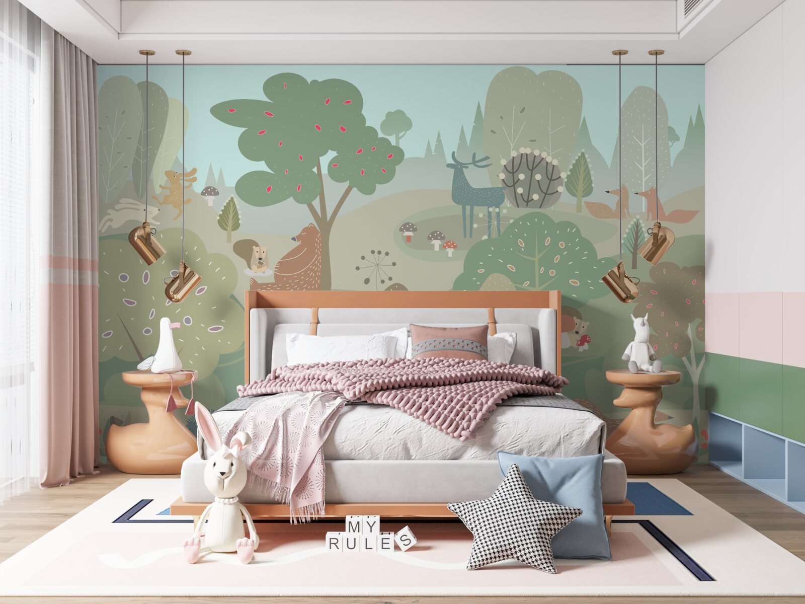 Fototapet fiecare animal desenat este ocupat cu propriile sale treburi