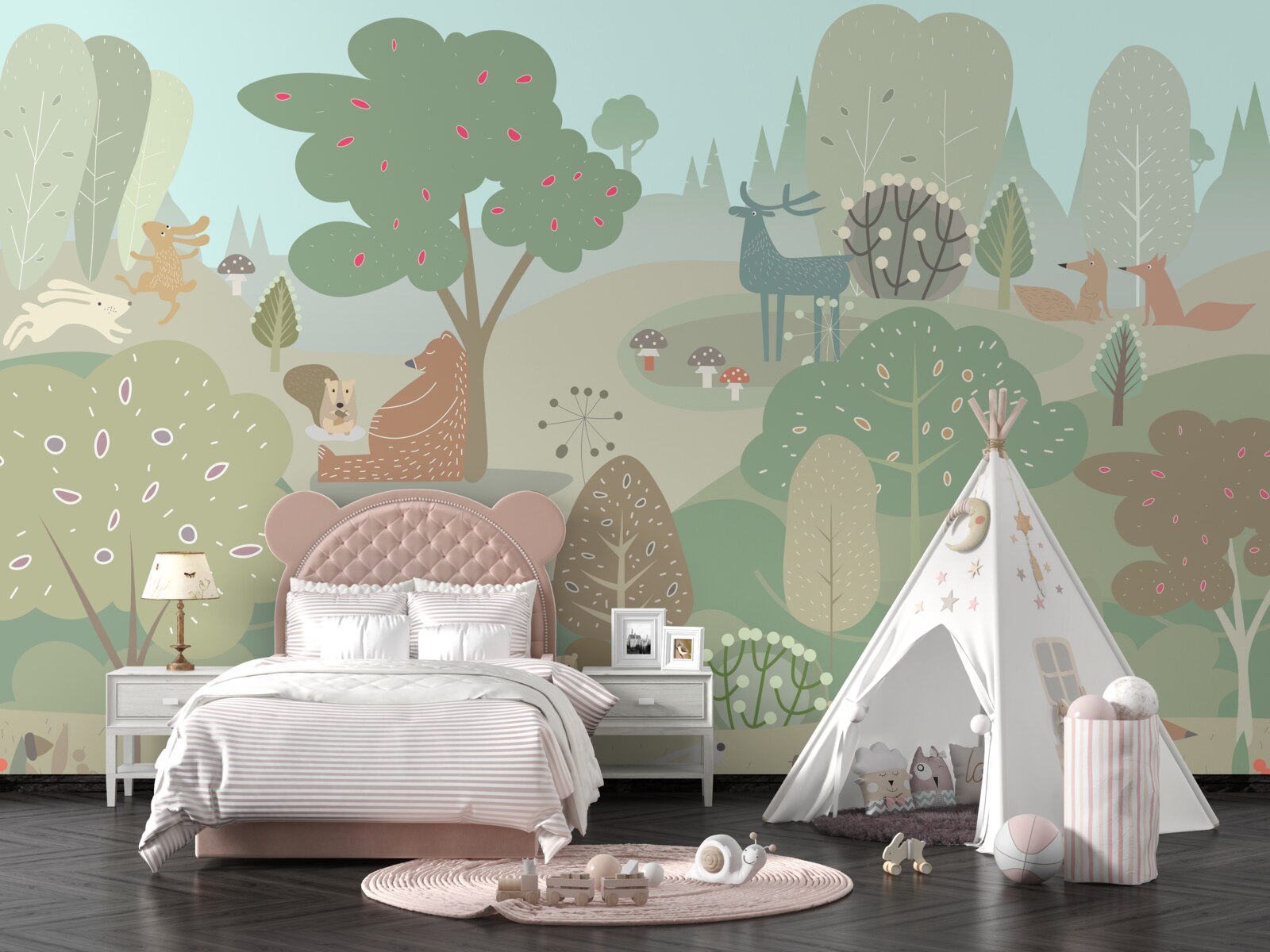 Fototapet fiecare animal desenat este ocupat cu propriile sale treburi