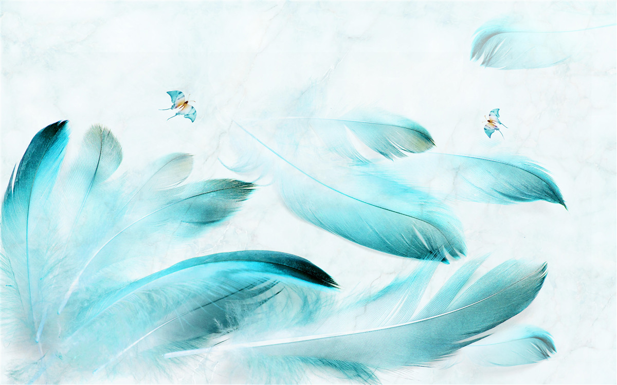 Fototapet pene albastru deschis