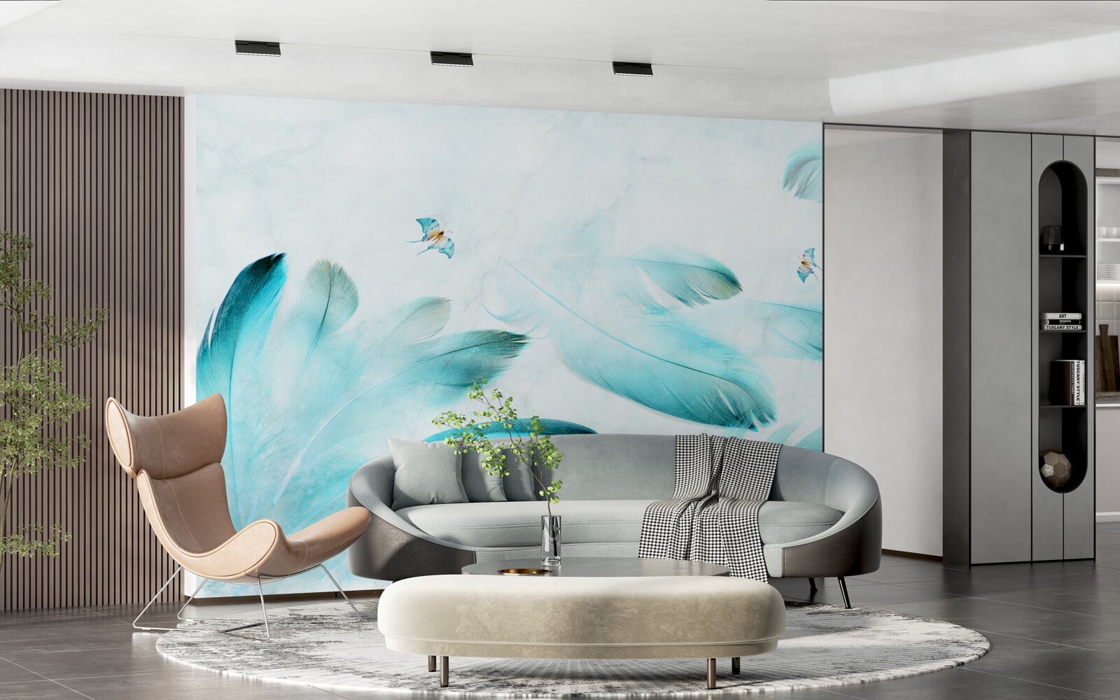 Fototapet pene albastru deschis