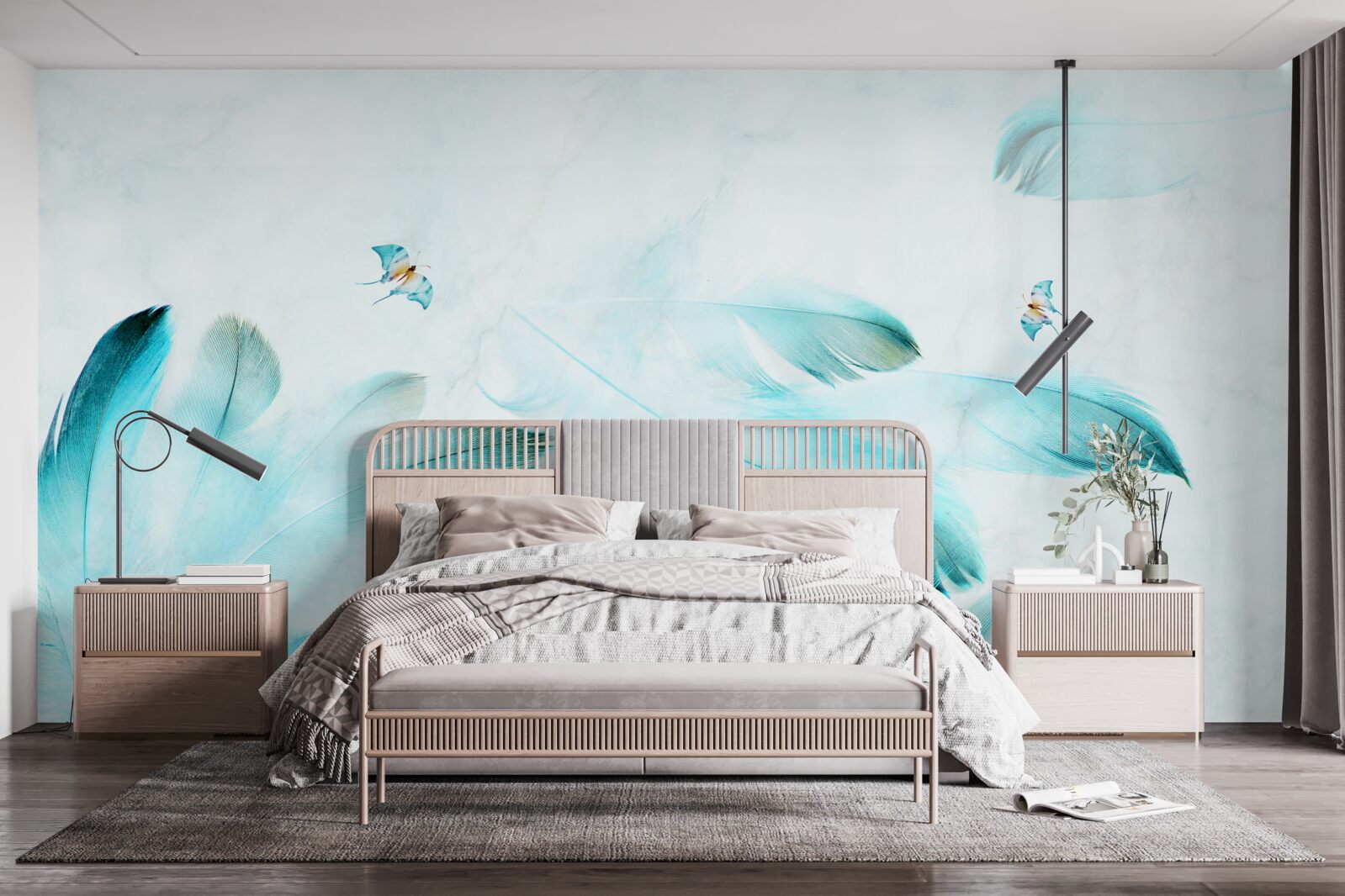 Fototapet pene albastru deschis