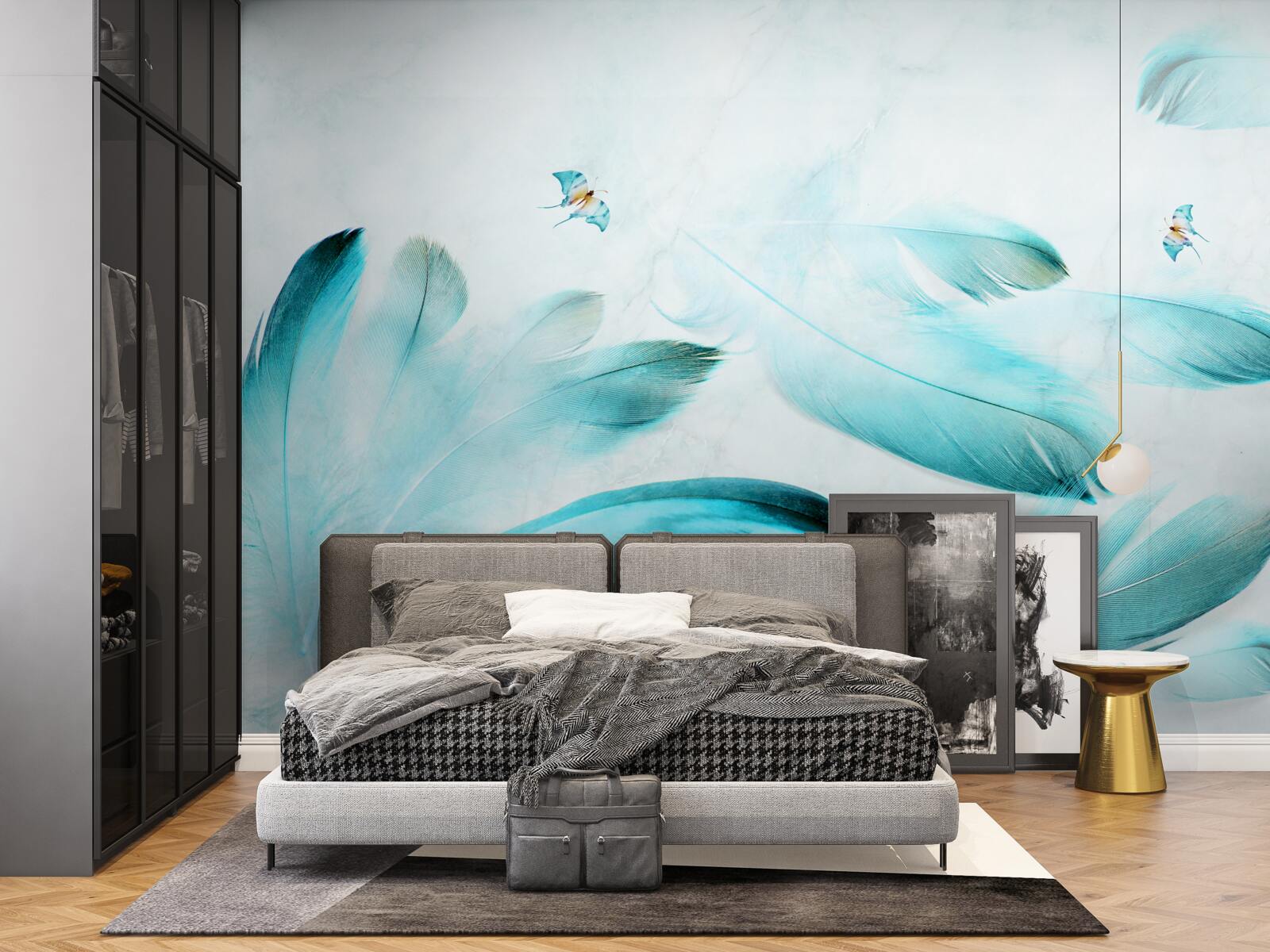 Fototapet pene albastru deschis